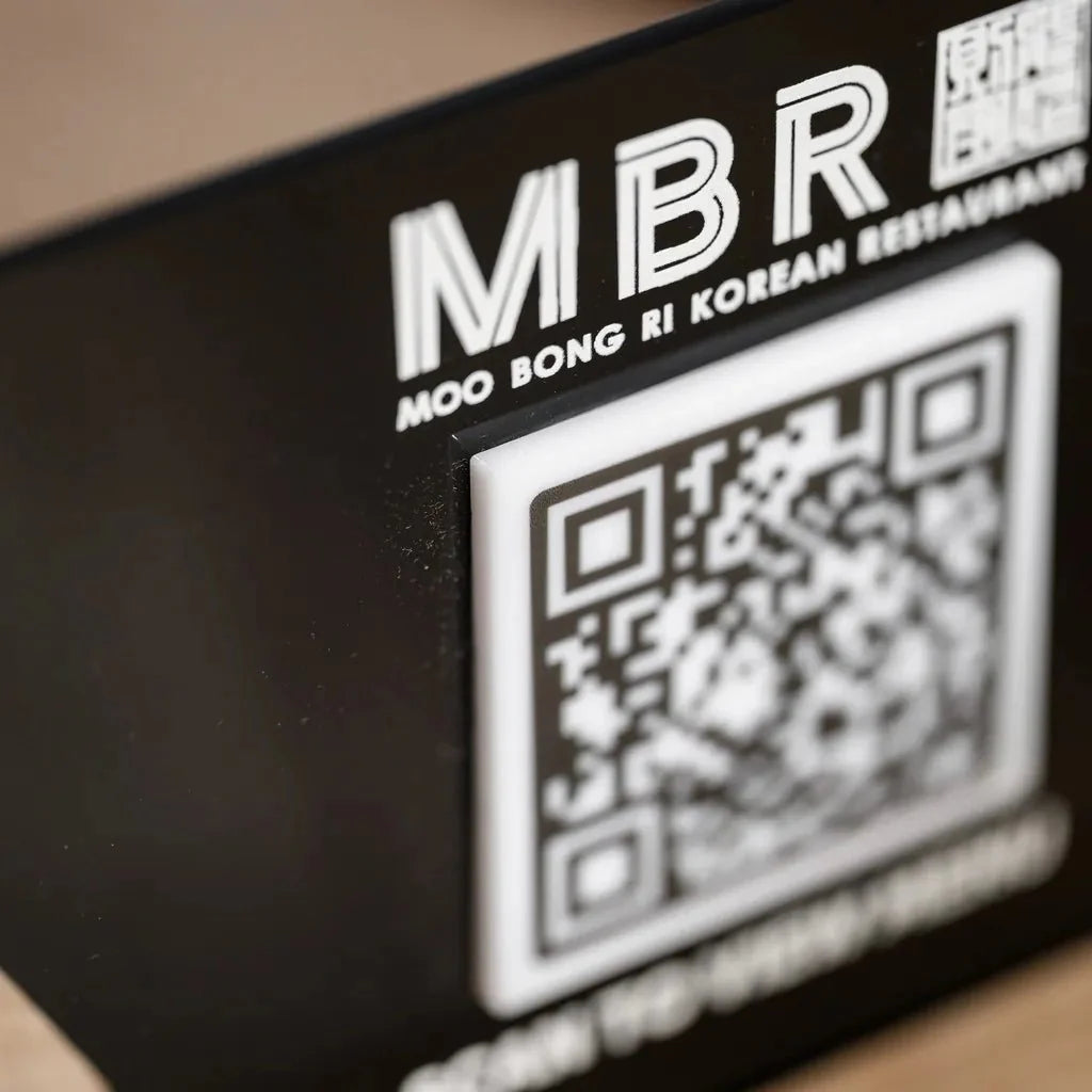 Acrylic QR Menu Display with Wooden Stand (QW05) - inkohoreca - shop