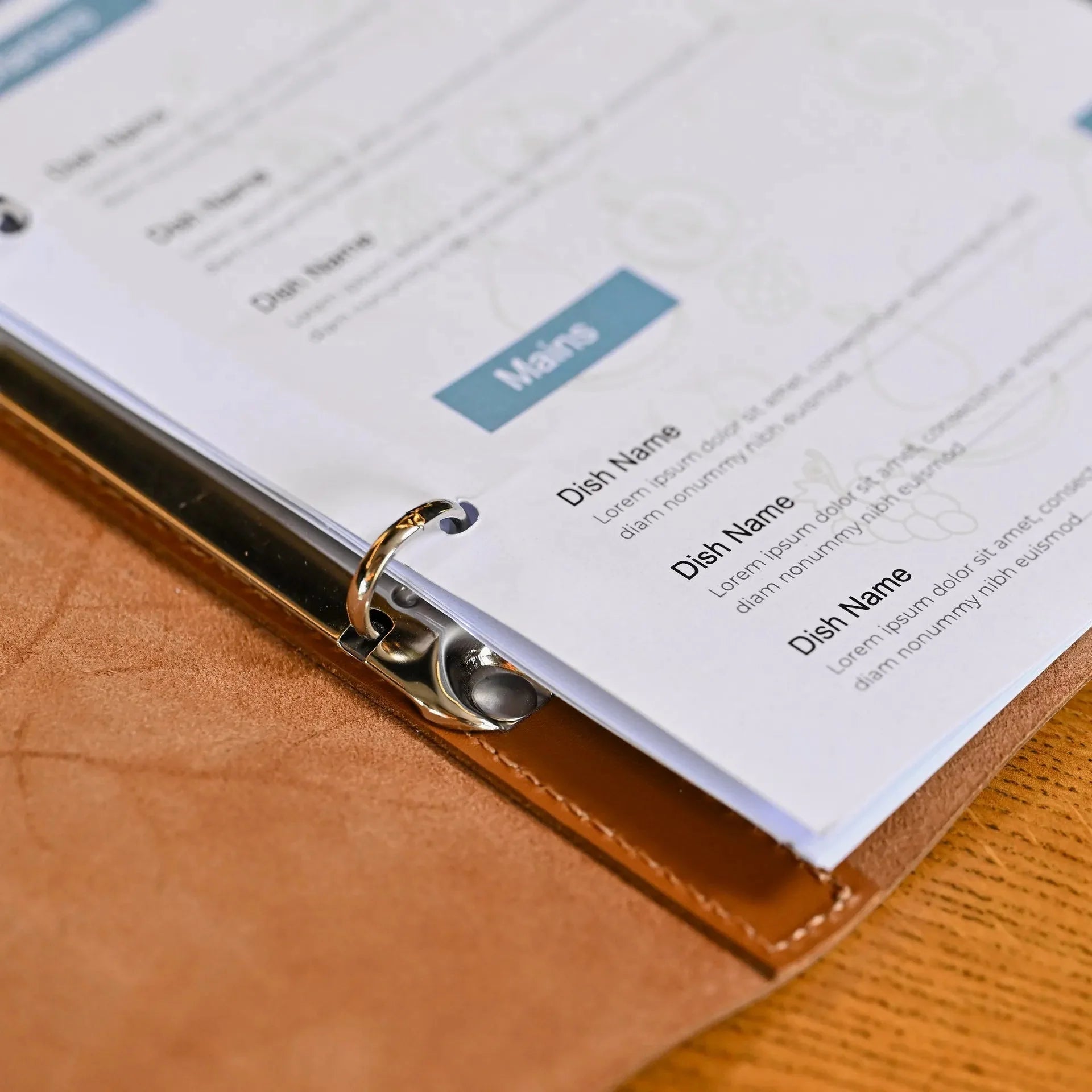 Basic Leather Menu Holder with Ring Binder Mechanism (LM01A5) - inkohoreca - shop