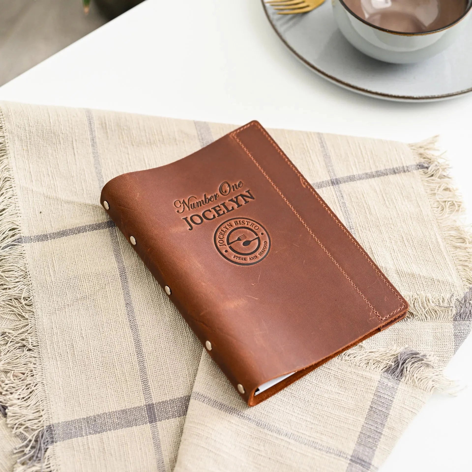 Basic Leather Menu Holder with Ring Binder Mechanism with Crazy Horse leather (LM01A5) - inkohoreca - shop