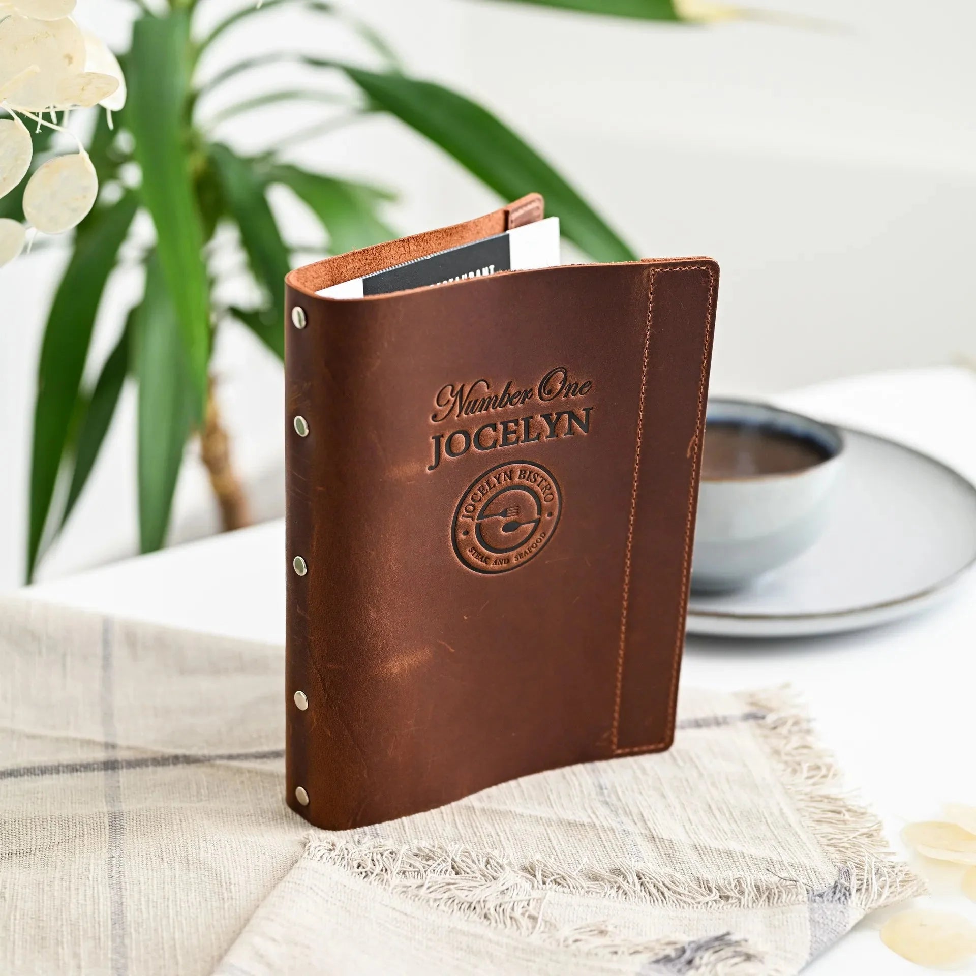 Basic Leather Menu Holder with Ring Binder Mechanism with Crazy Horse leather (LM01A5) - inkohoreca - shop