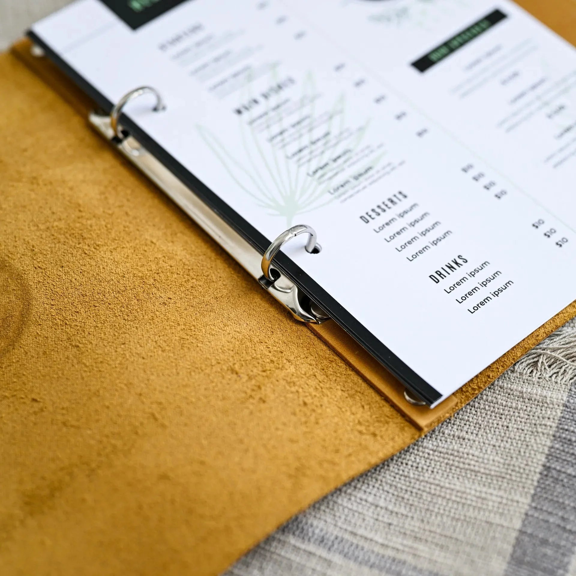 Basic Leather Menu Holder with Ring Binder Mechanism with Crazy Horse leather (LM01A5) - inkohoreca - shop
