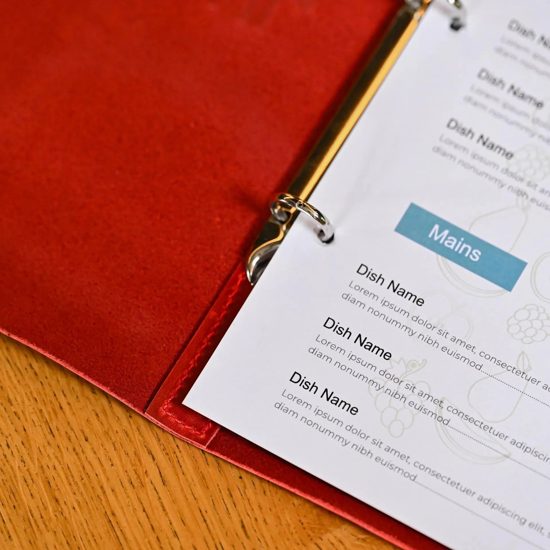 Basic Leather Menu Holder with Ring Binder Mechanism with Crazy Horse leather (LM01A5) - inkohoreca - shop