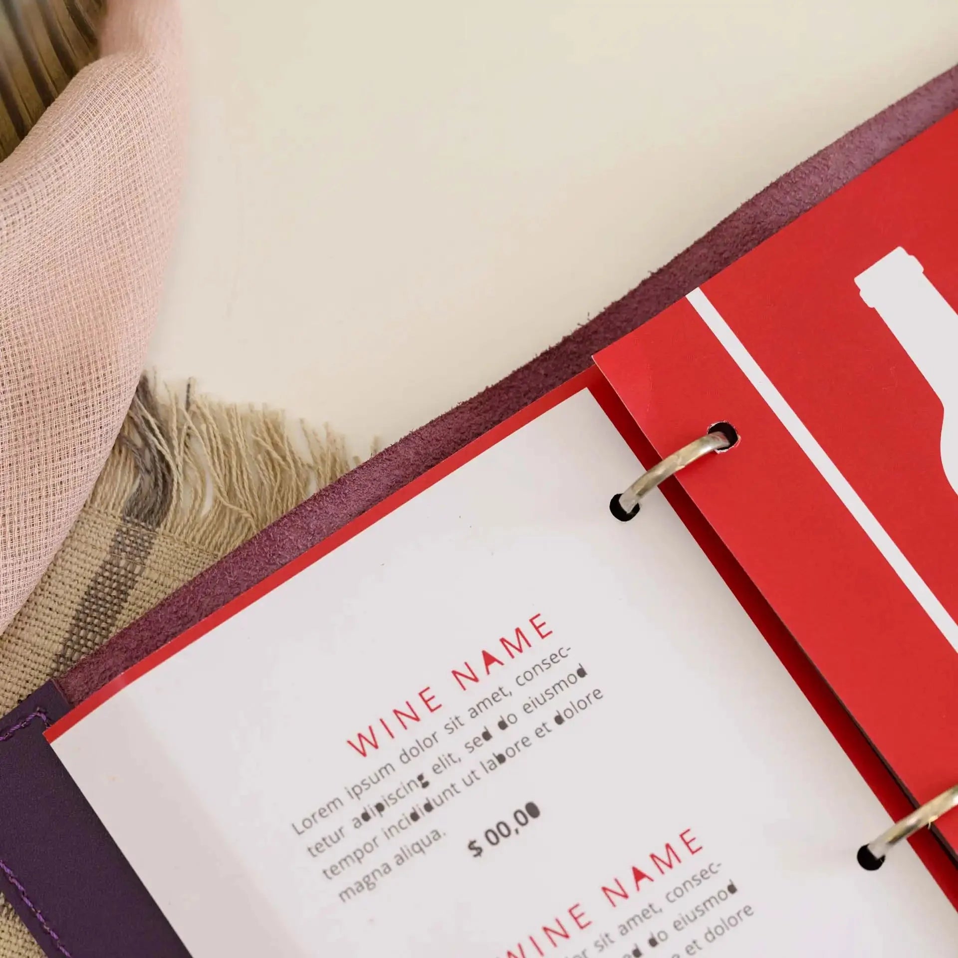 Basic Leather Wine List Holder with Ring Binder Mechanism (LM01A6) - inkohoreca - shop