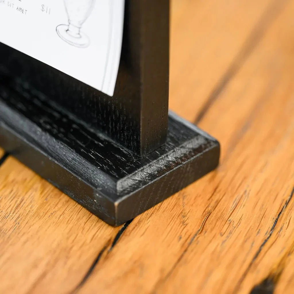 Black Oak Table Stand Menu Holder with binder (TT406) - inkohoreca - shop