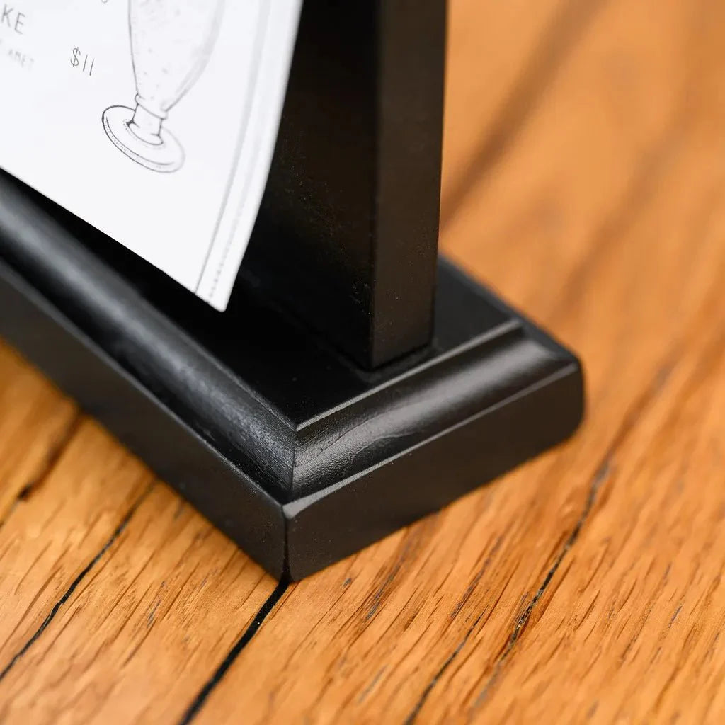 Black Table Stand Menu Holder for A5 sheets with Brass binder (TT402A5) - inkohoreca - shop
