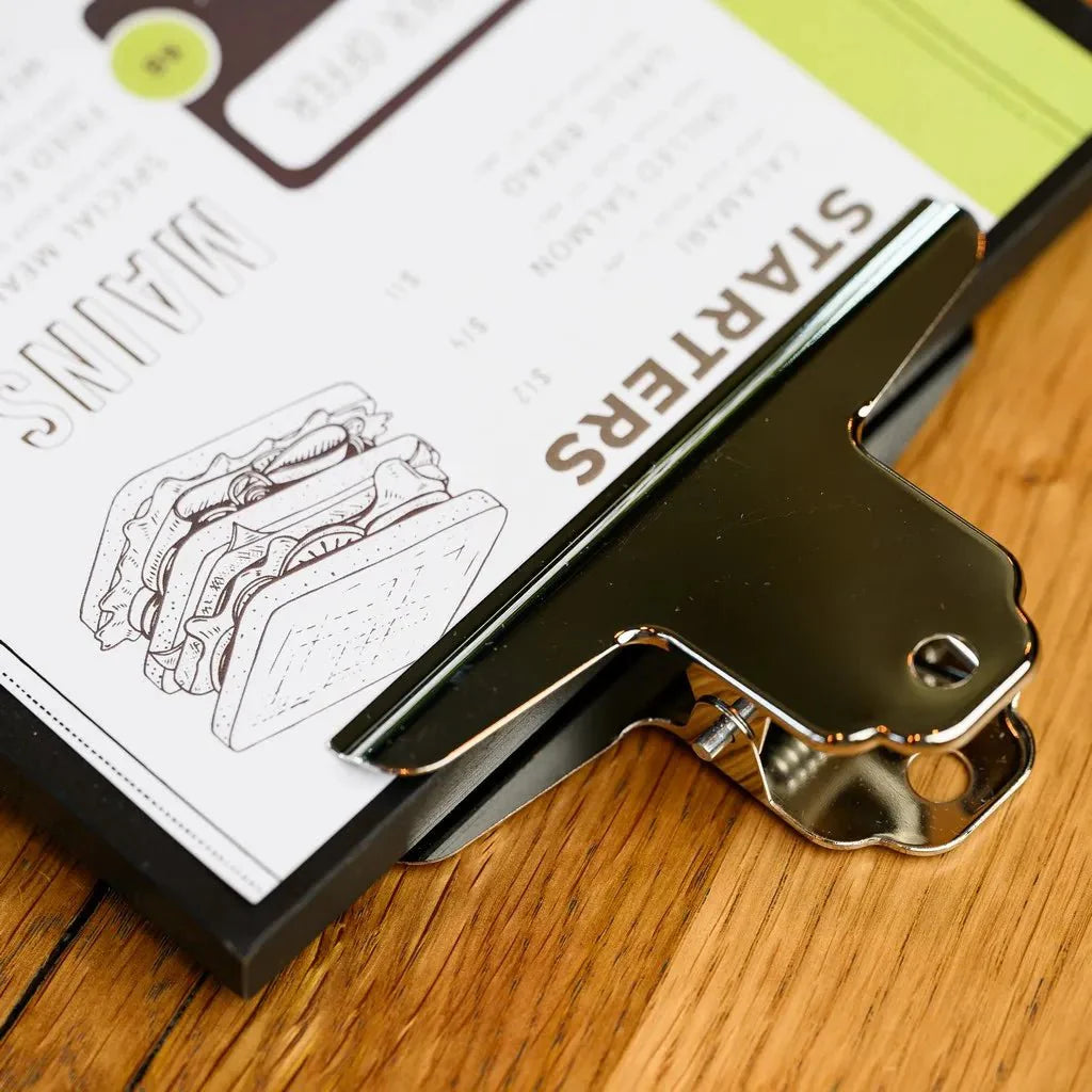 Black Table Stand Menu Holder with Silver Coloured Clip (TT413A5) - inkohoreca - shop