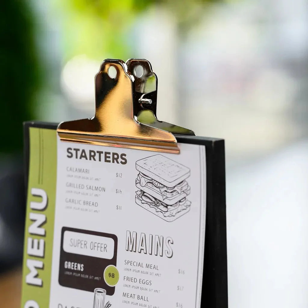 Black Table Stand Menu Holder with Silver Coloured Clip (TT413A5) - inkohoreca - shop