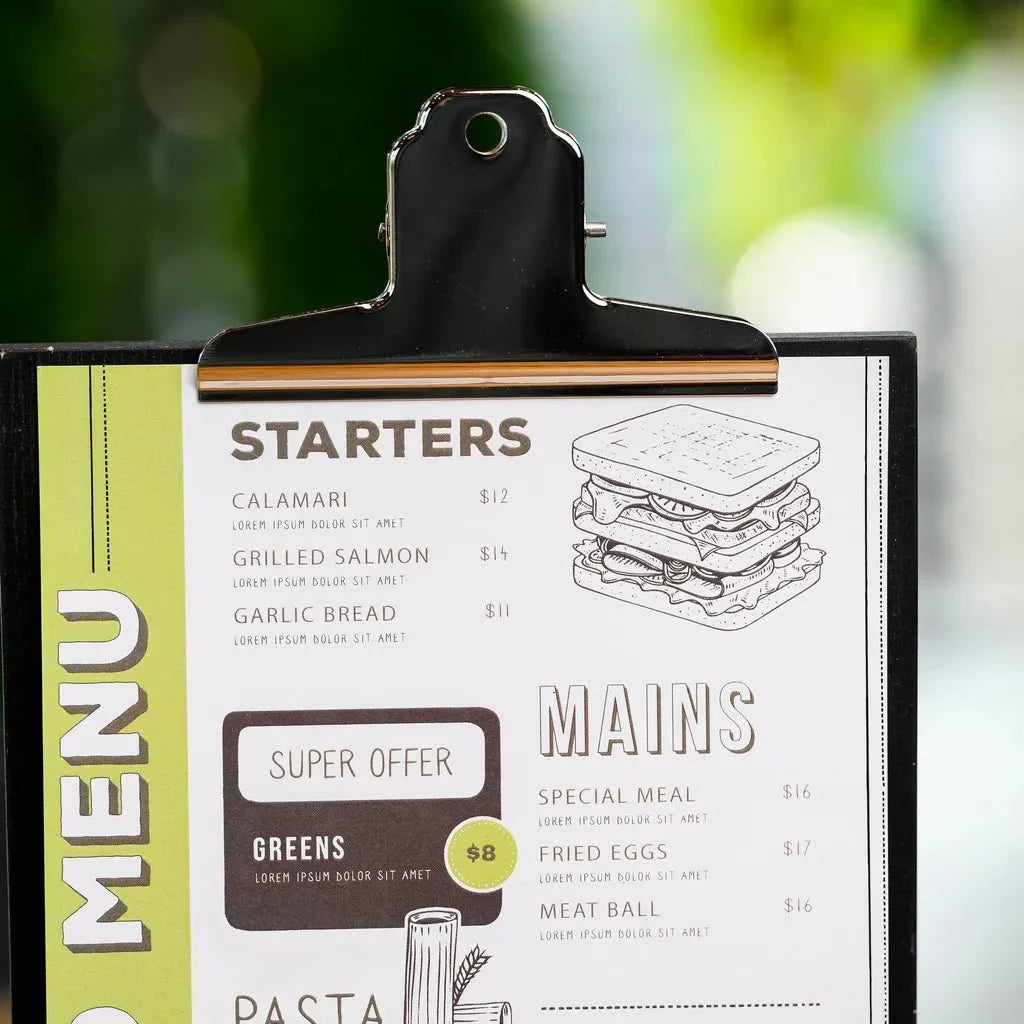Black Table Stand Menu Holder with Silver Coloured Clip (TT413A5) - inkohoreca - shop