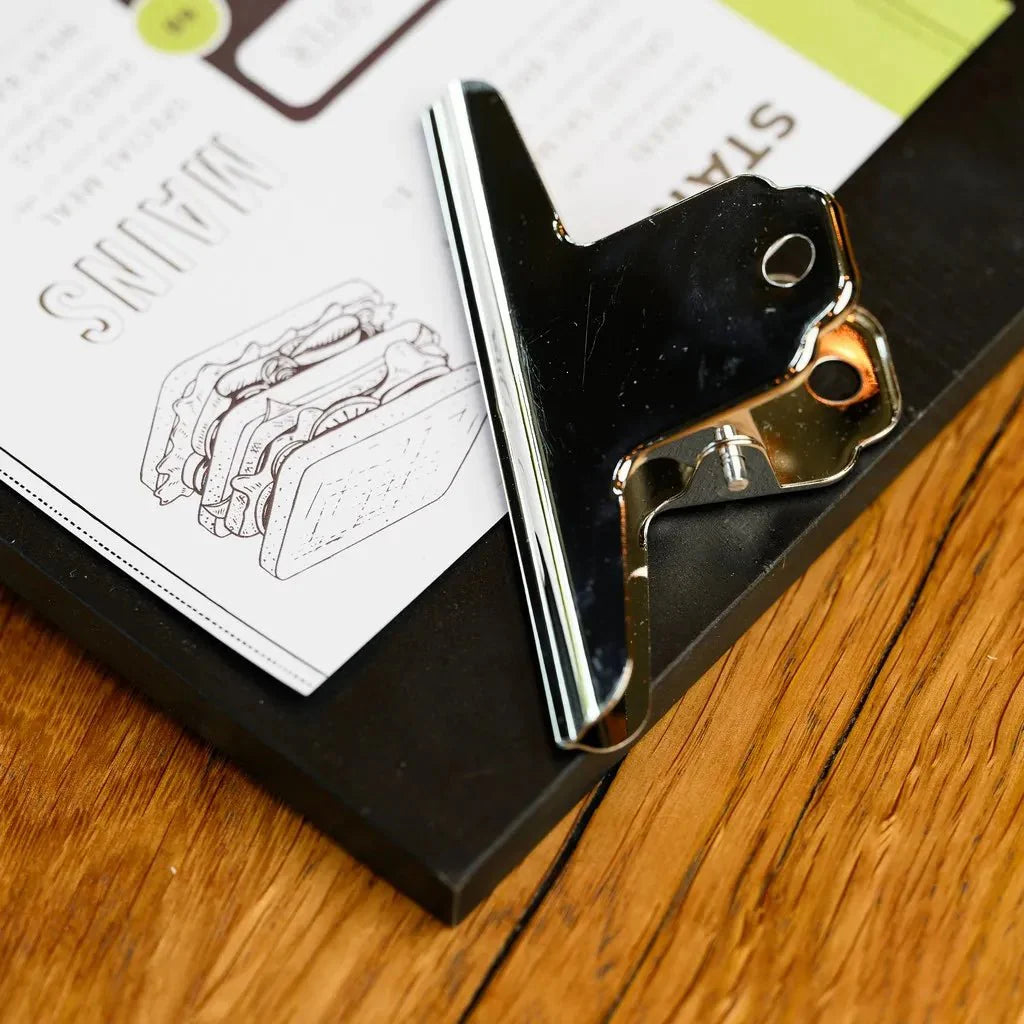 Black Table Stand Menu Holder with Silver Coloured Clip (TT413A5) - inkohoreca - shop