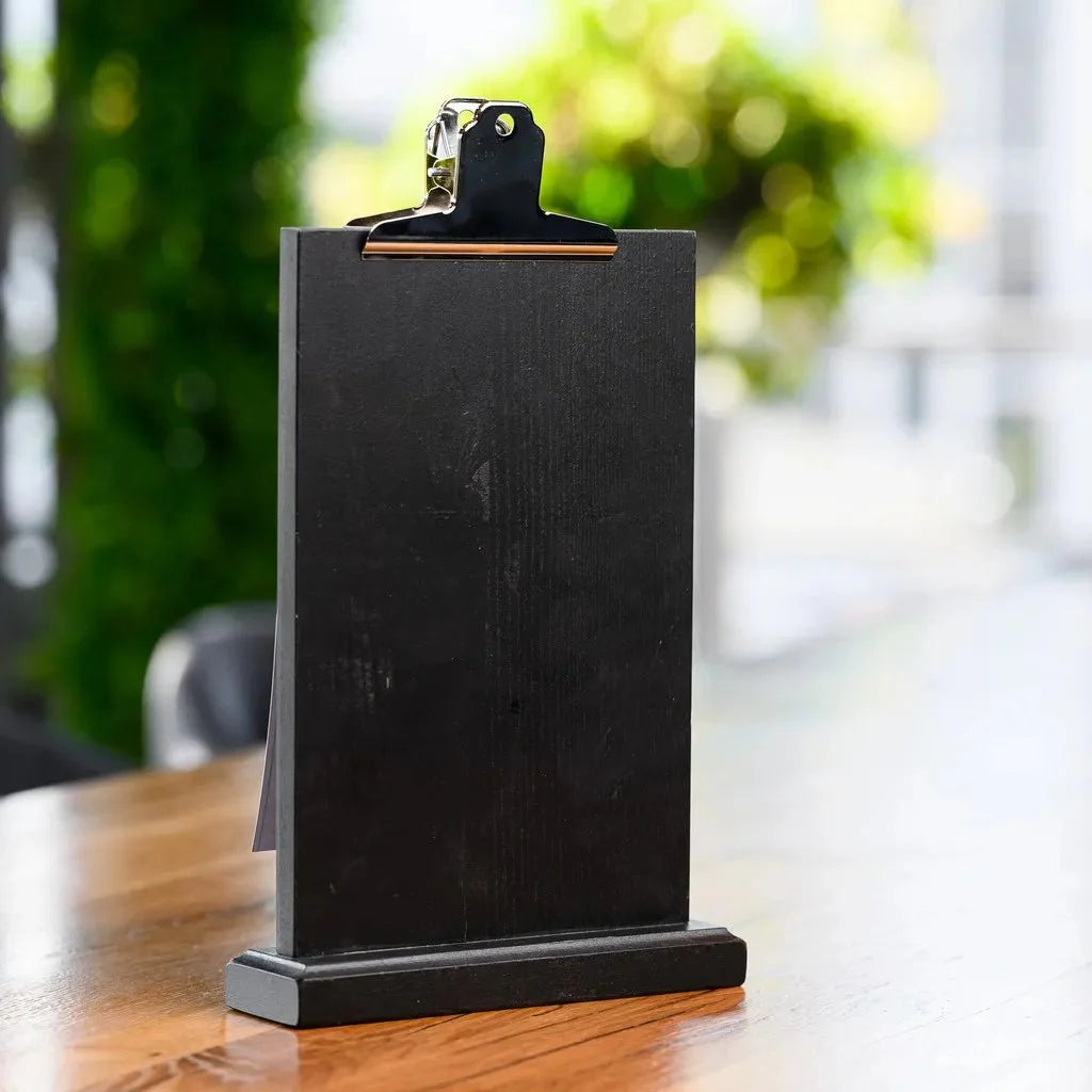 Black Table Stand Menu Holder with Silver Coloured Clip (TT413A5) - inkohoreca - shop