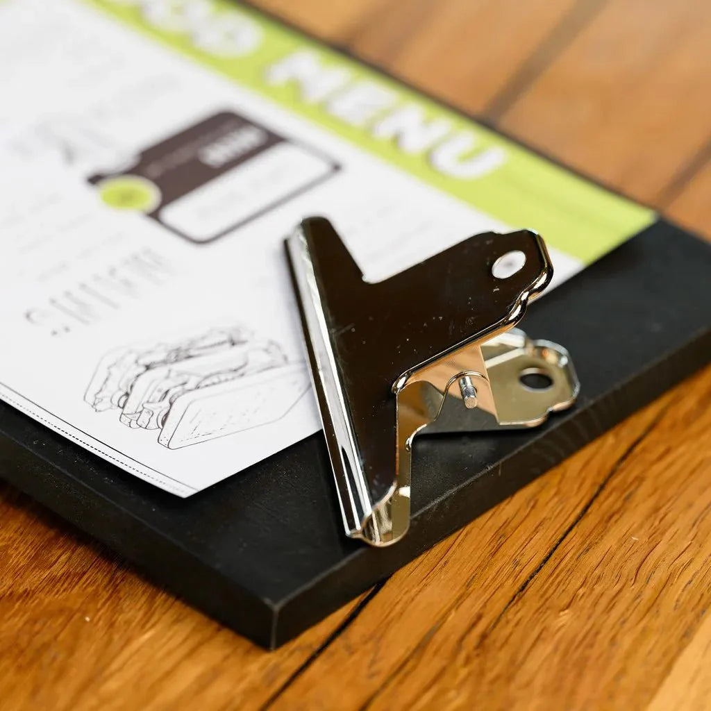 Black Table Stand Menu Holder with Silver Coloured Clip (TT413A5) - inkohoreca - shop