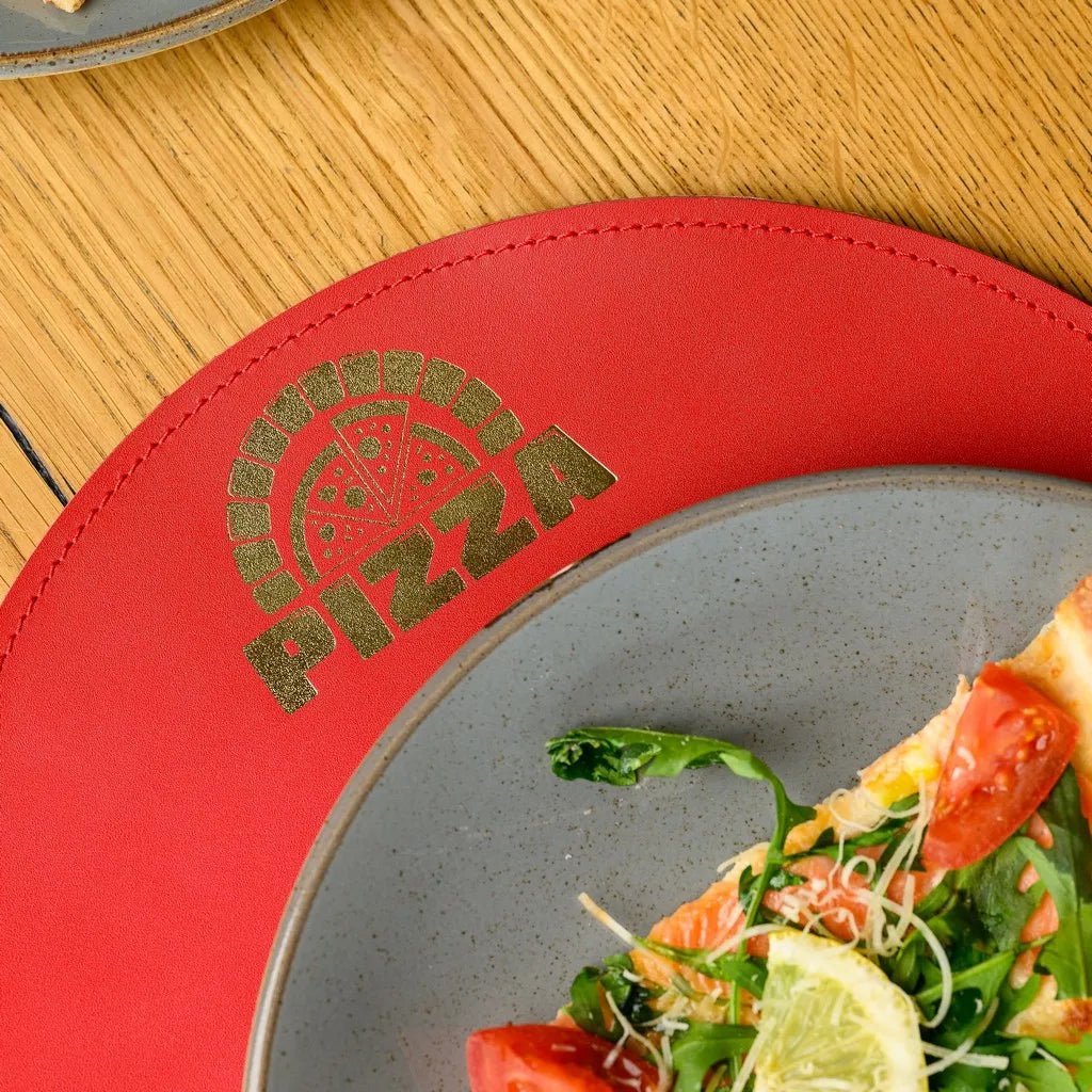 Stylish and functional Circle-Shaped Placemat made from Capri leather. A durable, easy-to-clean option for adding a refined touch to casual or formal dining setups.