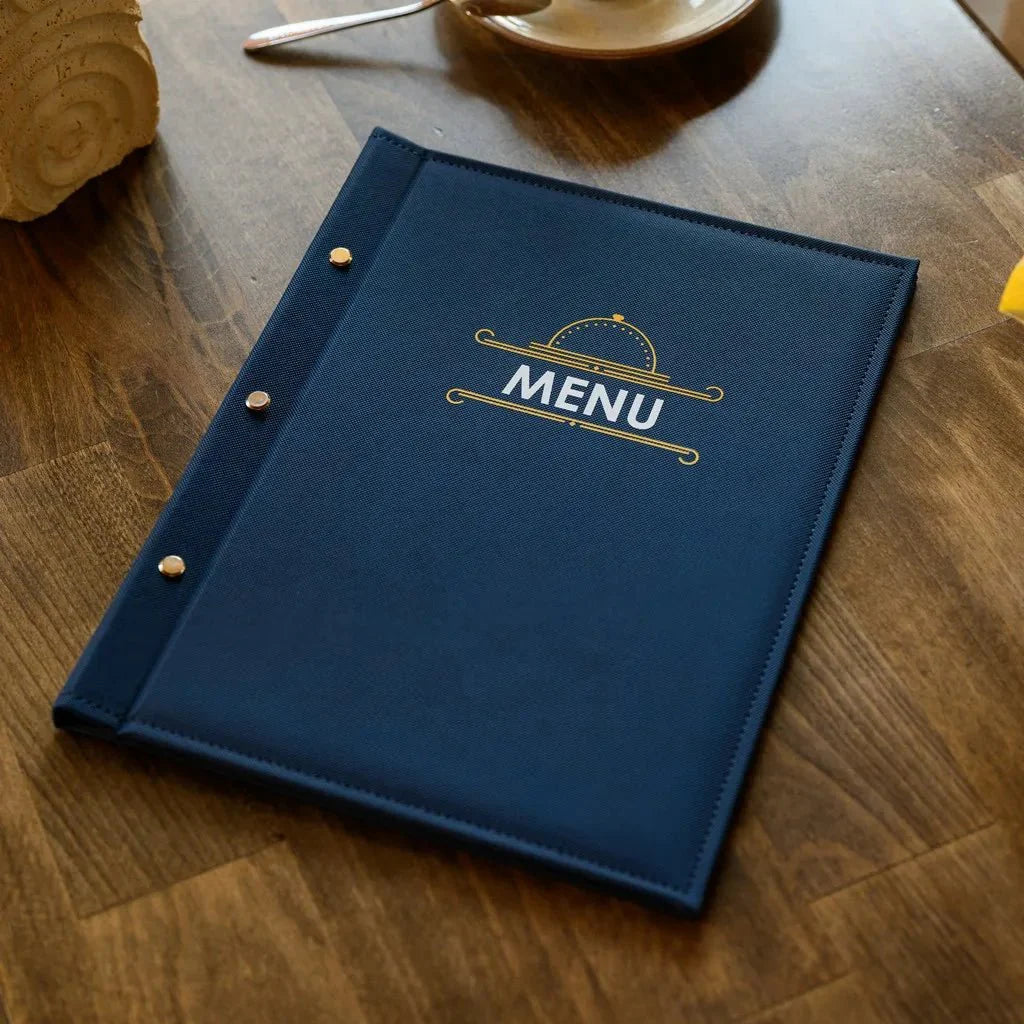 Double-Panel Faux Leather Menu Cover – Stylish & Long-Lasting | This double-panel faux leather menu cover provides an elegant way to showcase menus while ensuring durability, ideal for daily use in busy restaurants and hotels.