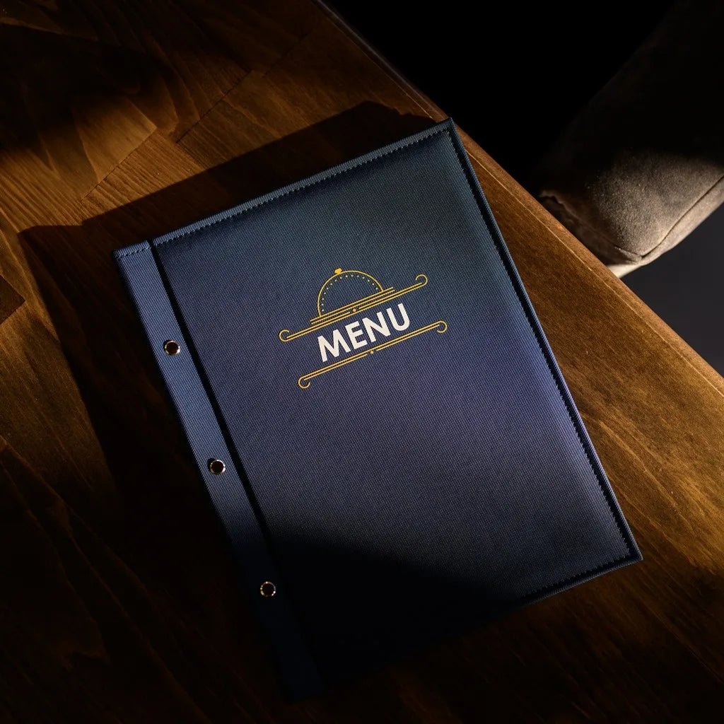 Premium Faux Leather Menu Cover – Elegant & Durable for Restaurants | This high-quality faux leather menu cover offers a sophisticated look with durable stitching, perfect for restaurants, cafes, and bars seeking a refined presentation.