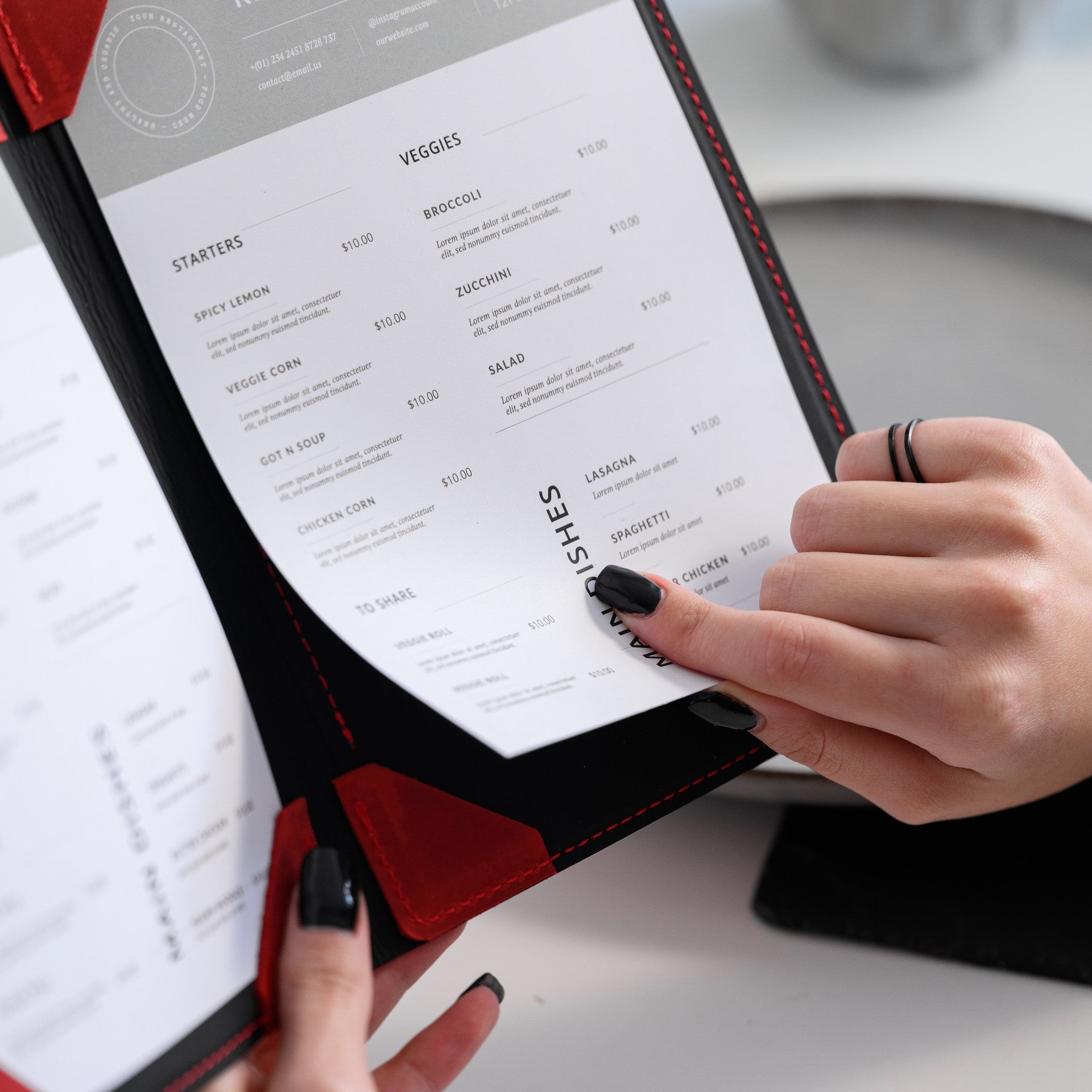 Hardcover Leather Menu Folder with Corner Mountings suitable for US Half Letter / A5 Sheets (LM08A5) - inkohoreca - shop