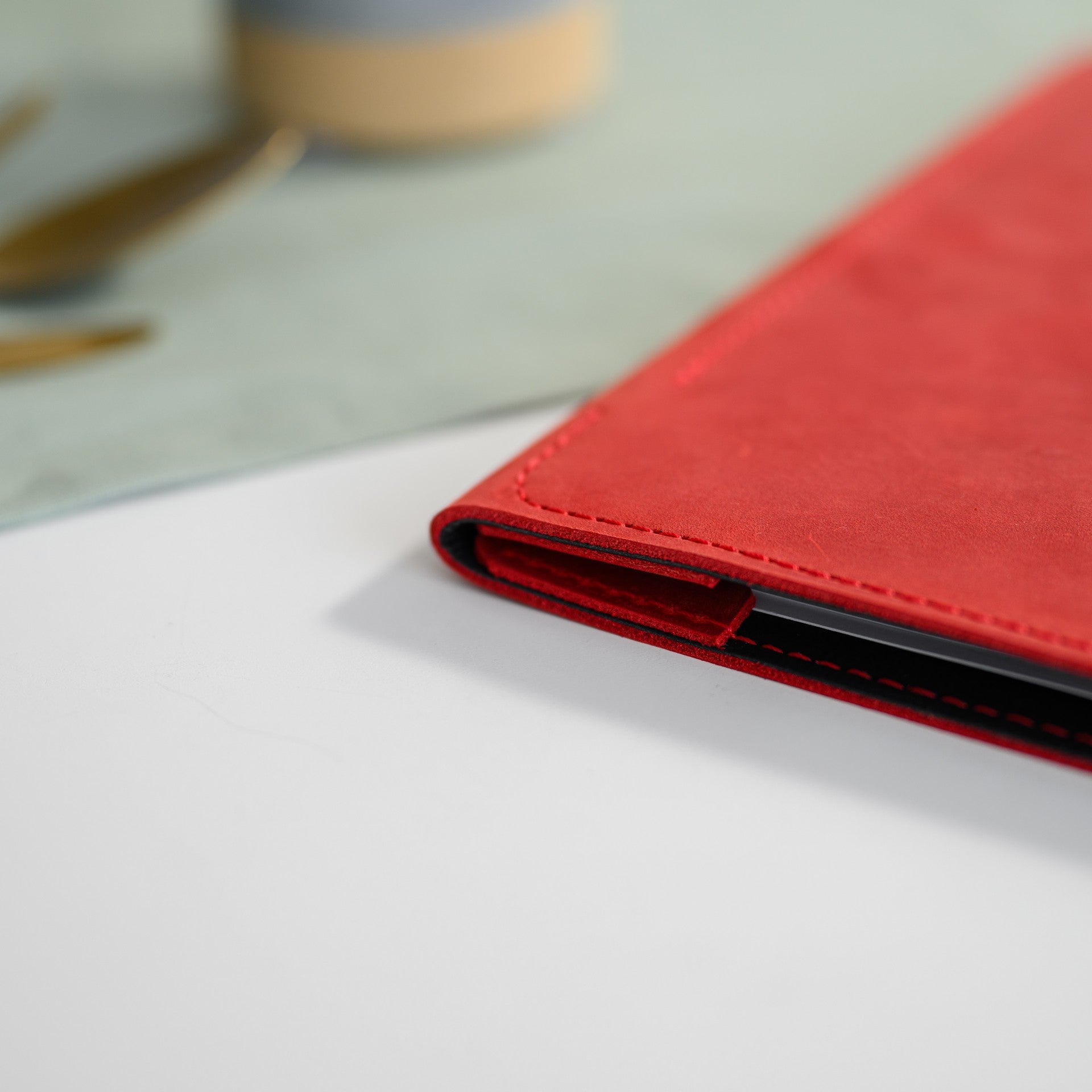 Hardcover Leather Menu Folder with Corner Mountings suitable for US Half Letter / A5 Sheets (LM08A5) - inkohoreca - shop