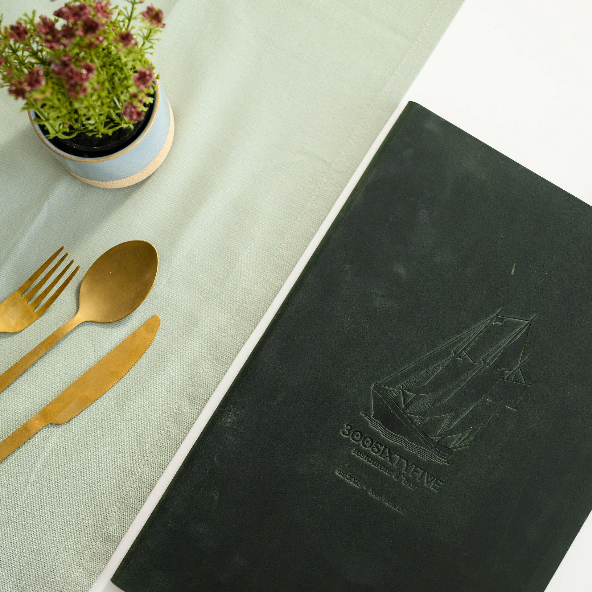 Hardcover Leather Menu Folder with HDF base suitable for US Legal Sheets (LM13A1) - inkohoreca - shop