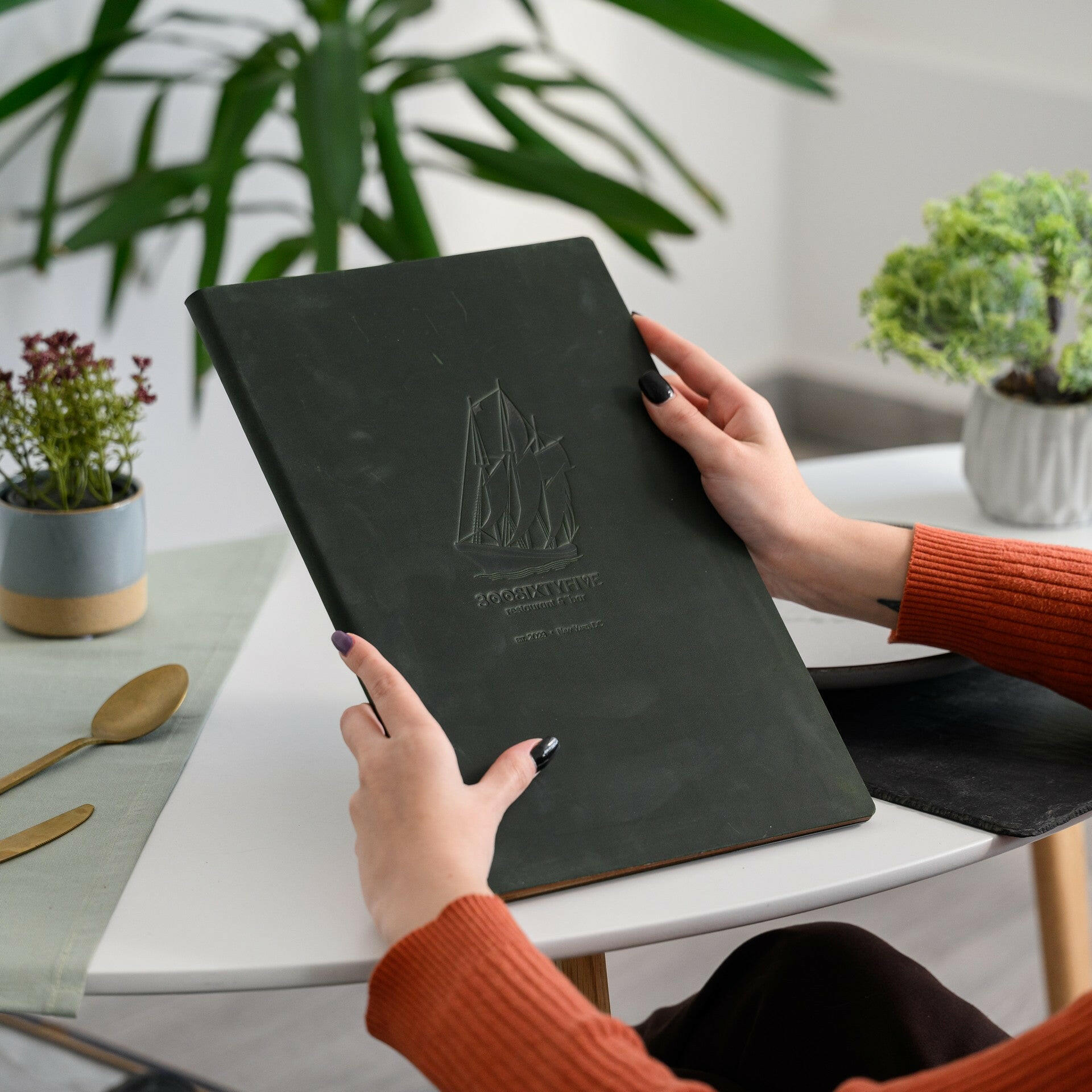 Hardcover Leather Menu Folder with HDF base suitable for US Legal Sheets (LM13A1) - inkohoreca - shop