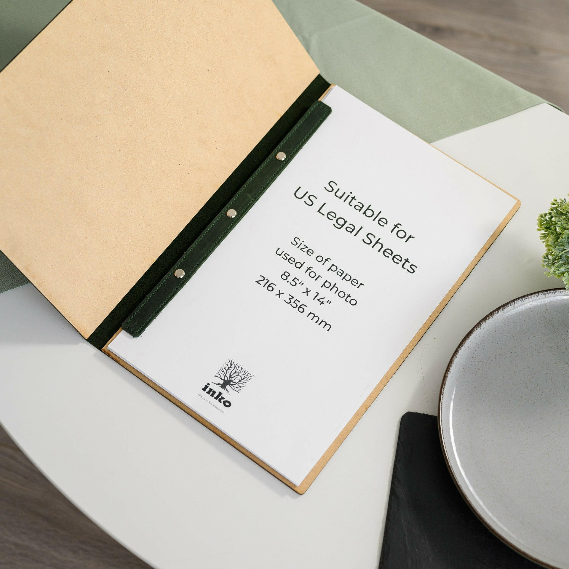Hardcover Leather Menu Folder with HDF base suitable for US Legal Sheets (LM13A1) - inkohoreca - shop