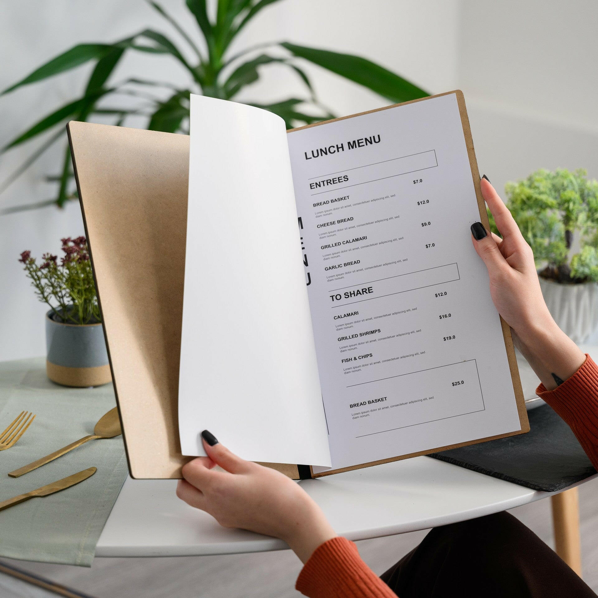 Hardcover Leather Menu Folder with HDF base suitable for US Legal Sheets (LM13A1) - inkohoreca - shop