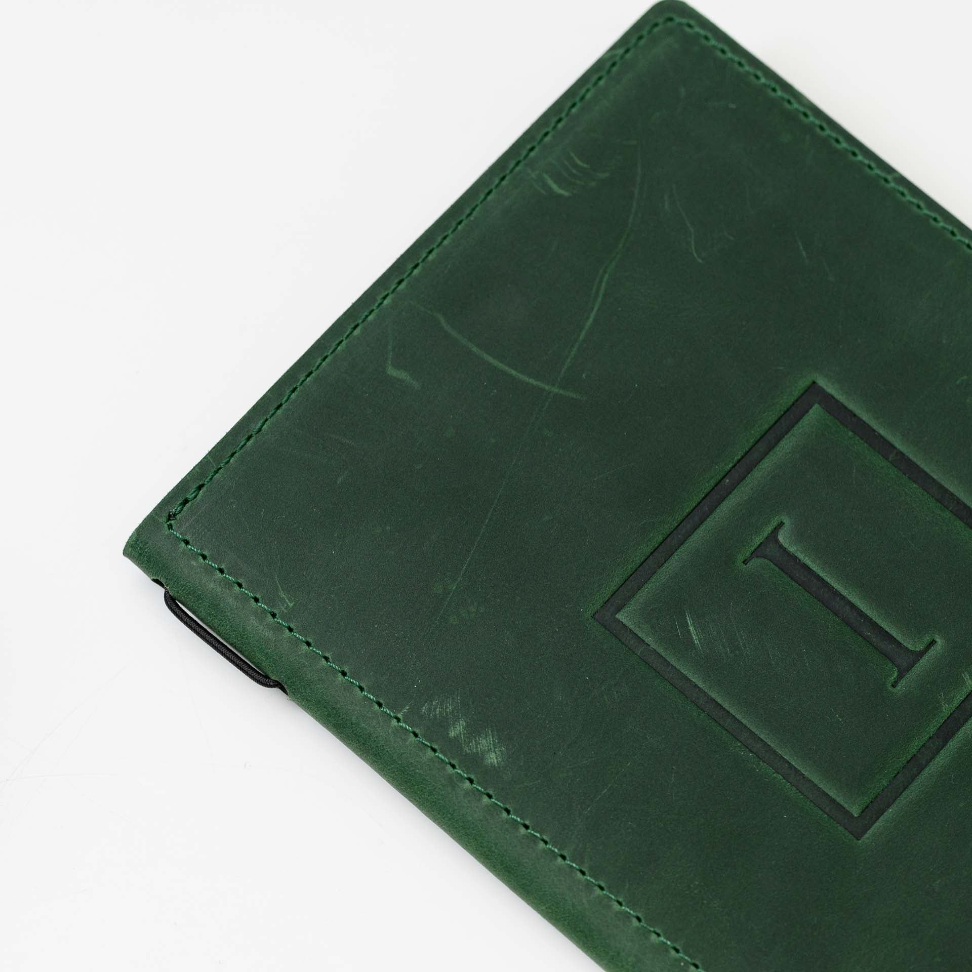 Hardcover Leather Menu Folder with Rubber Strip for A4 sheet / US Letter Sheet folded in a half (LM09A5) - inkohoreca - shop