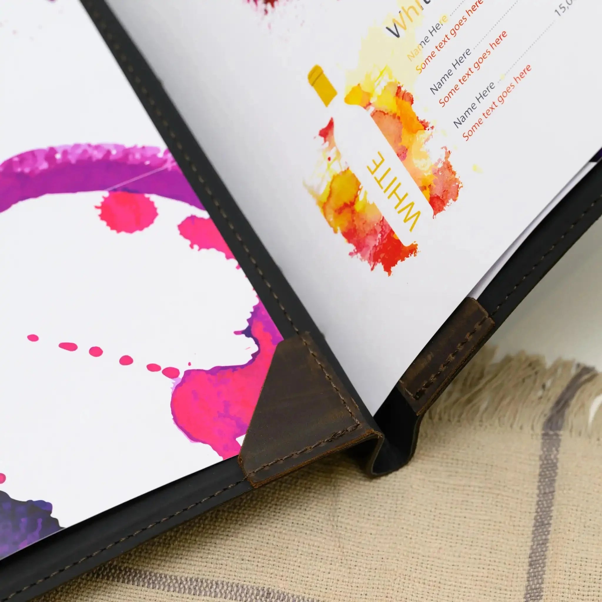 Hardcover Leather Menu Holder With Screws and Corner Fixings suitable for А4 Sheets (LM10A4) - inkohoreca - shop