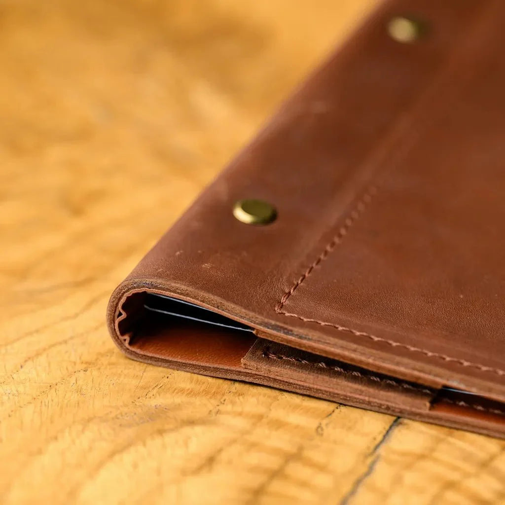 Elegant leather menu covers with a contemporary design.