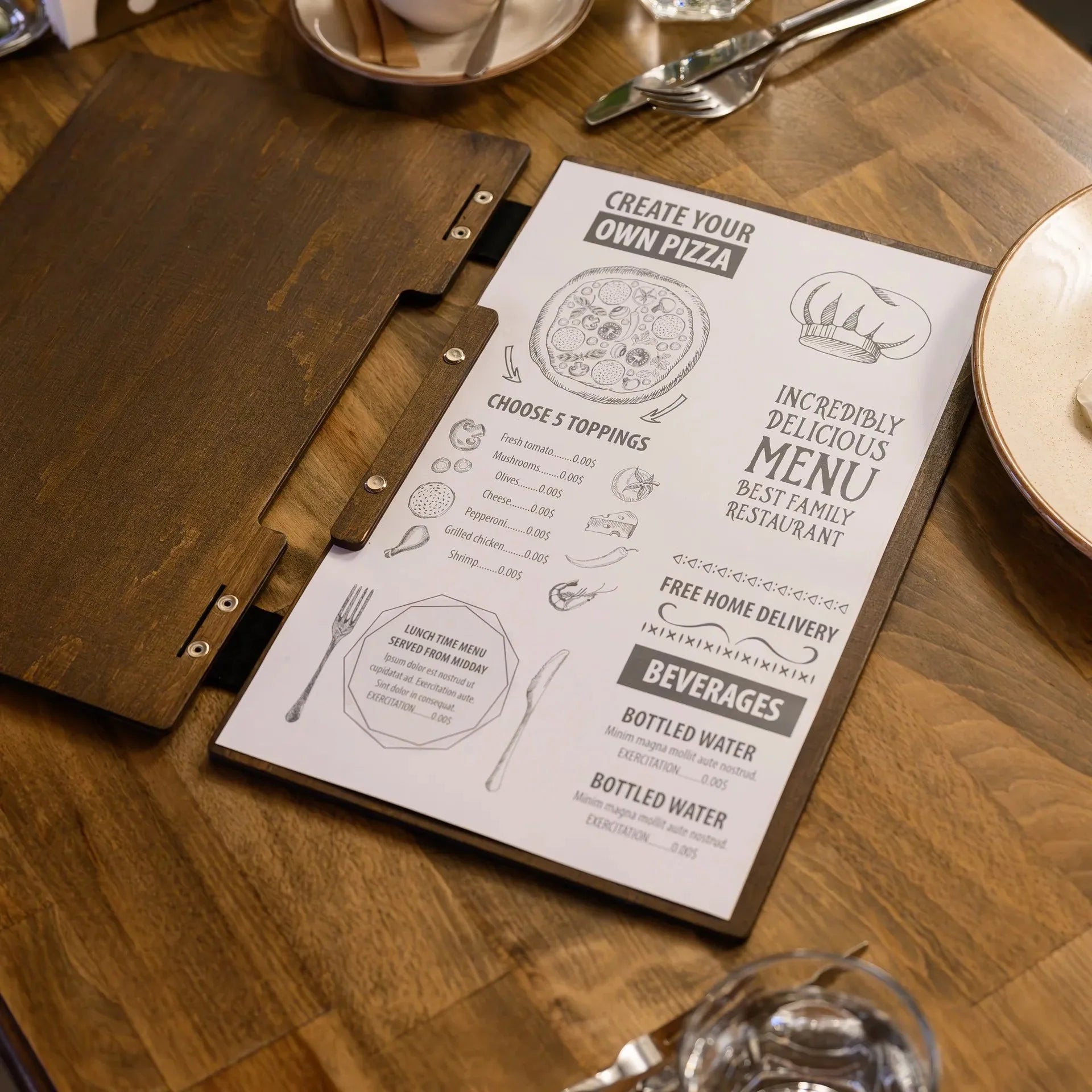 Hardcover Wooden Menu Holder (PM02A1) - inkohoreca - shop