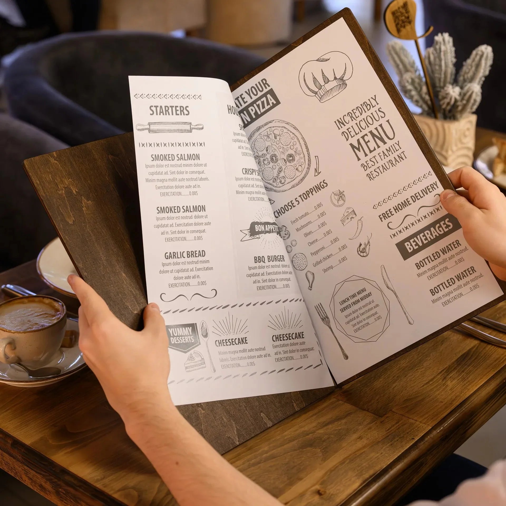 Hardcover Wooden Menu Holder (PM02A1) - inkohoreca - shop