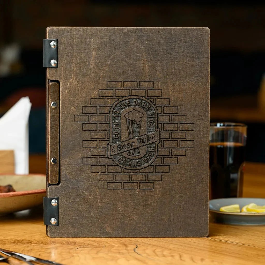 Eco-friendly restaurant wooden menu sleeves with sturdy construction.