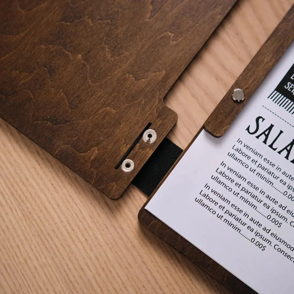 Hardcover Wooden Menu Holder (PM02A4) - inkohoreca - shop