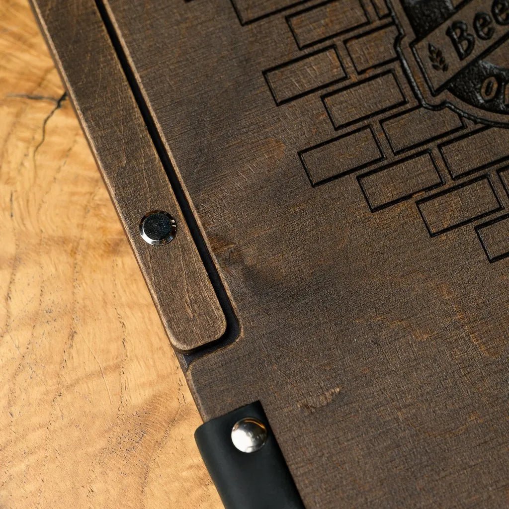 Stylish wooden menu books for restaurants with clean, sharp lines.