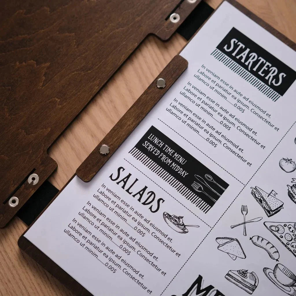 Hardcover Wooden Menu Holder (PM02A4) - inkohoreca - shop