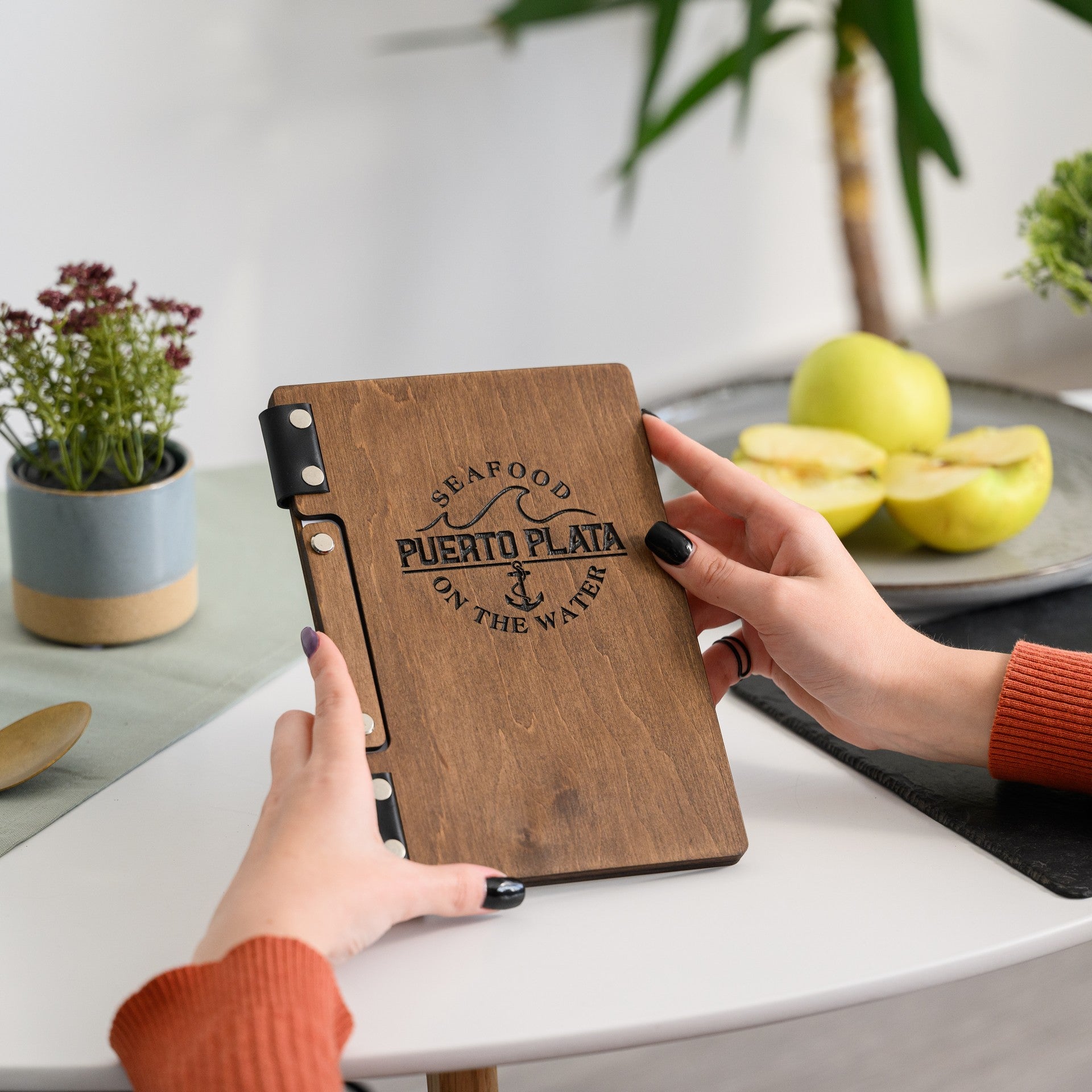 Hardcover Wooden Menu Holder suitable for Half Letter or A5 Sheets (PM02A5) - inkohoreca - shop