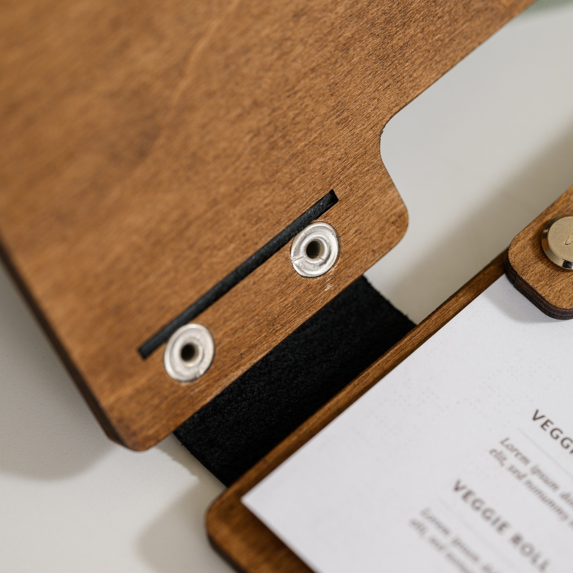 Hardcover Wooden Menu Holder suitable for Half Letter or A5 Sheets (PM02A5) - inkohoreca - shop
