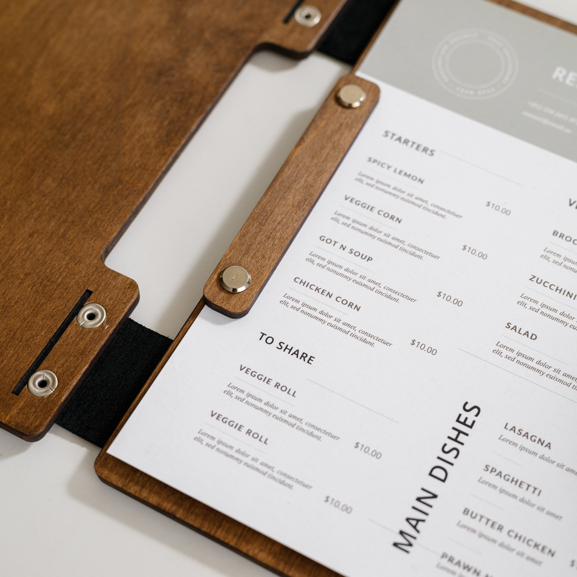 Hardcover Wooden Menu Holder suitable for Half Letter or A5 Sheets (PM02A5) - inkohoreca - shop