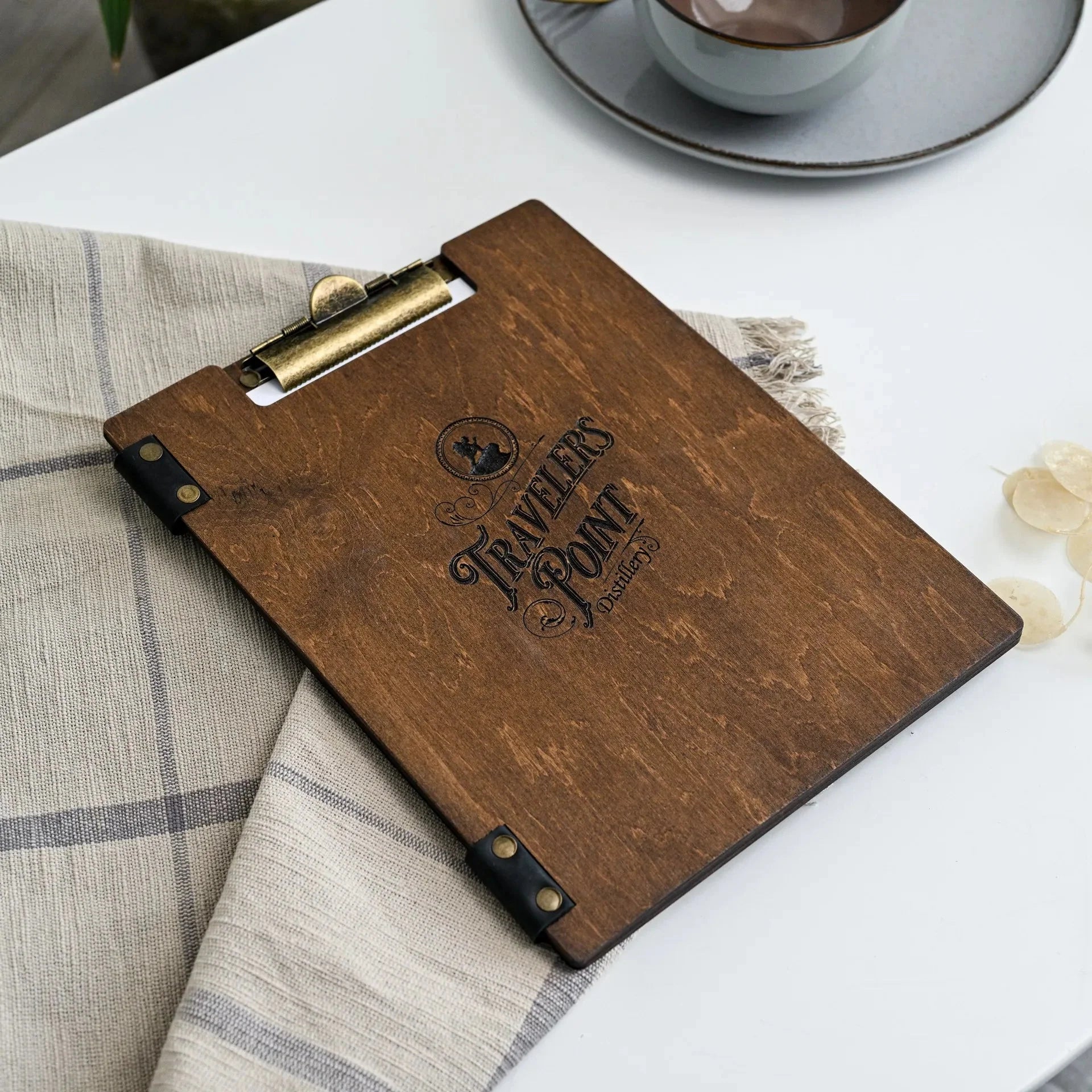 Hardcover Wooden Menu Holder with Metal Binder (PM07A2) - inkohoreca - shop