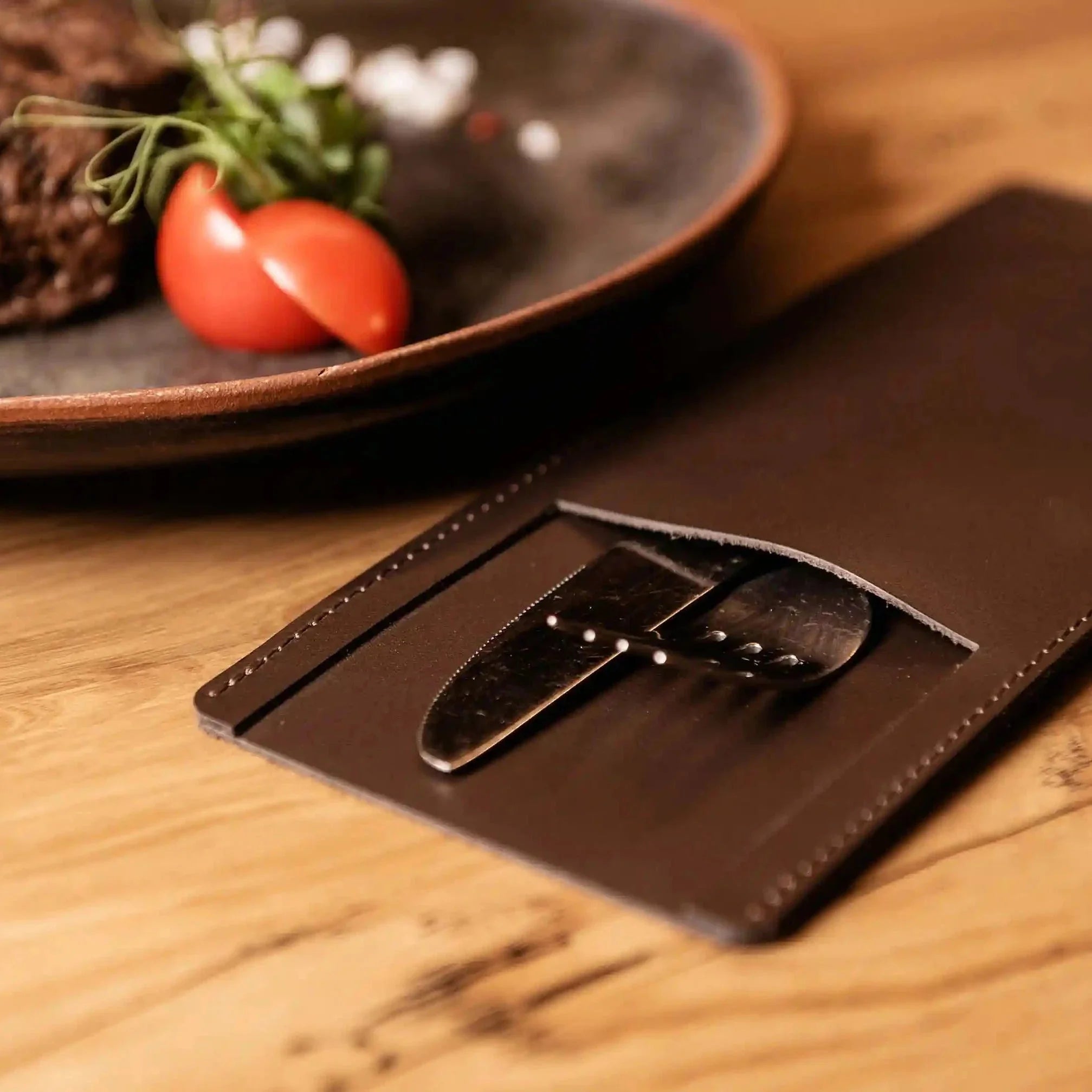 Leather Cutlery Holder with One Long Pocket (LC06) - inkohoreca - shop