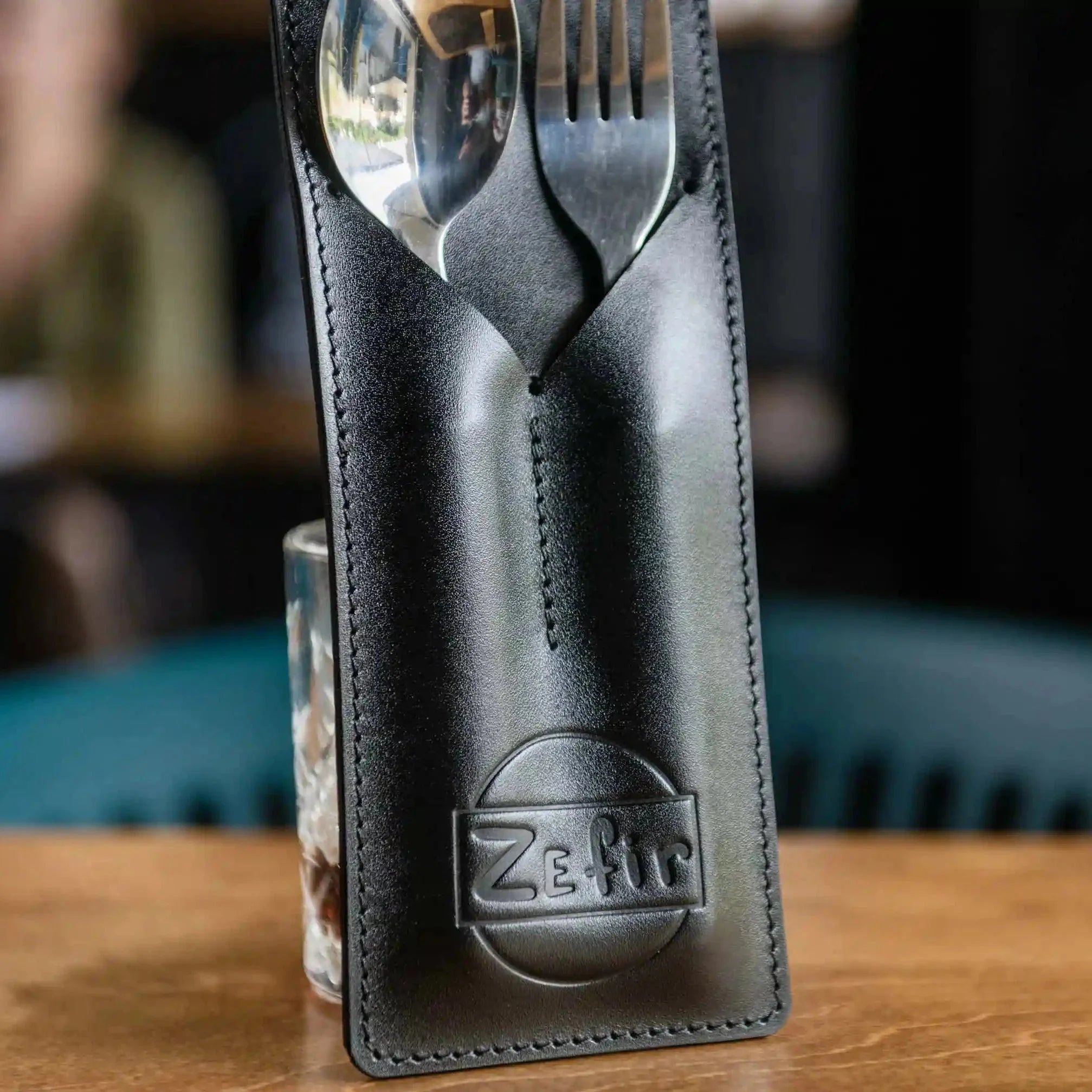 Leather Cutlery Holder with Two Sections (LC03) - inkohoreca - shop