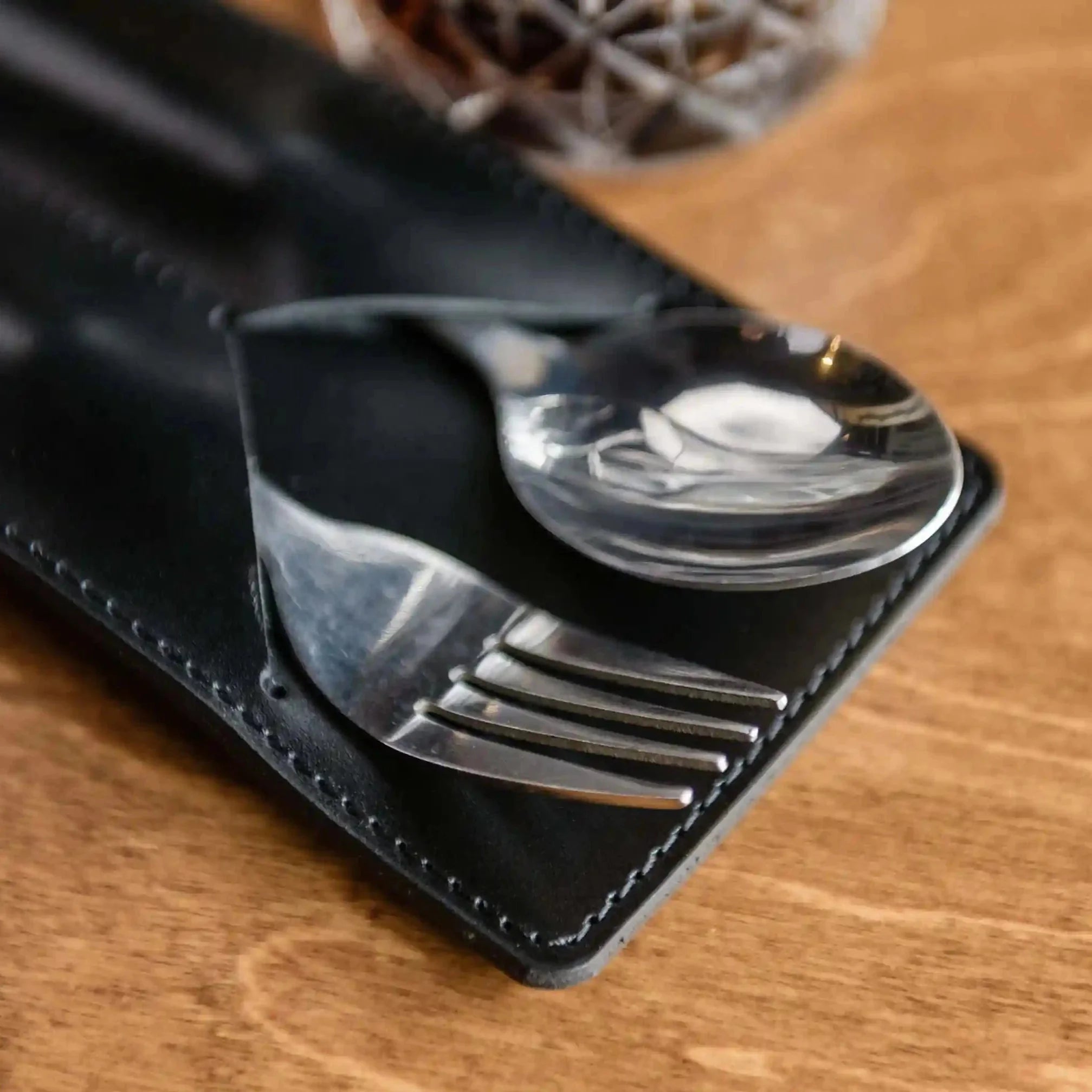 Leather Cutlery Holder with Two Sections (LC03) - inkohoreca - shop