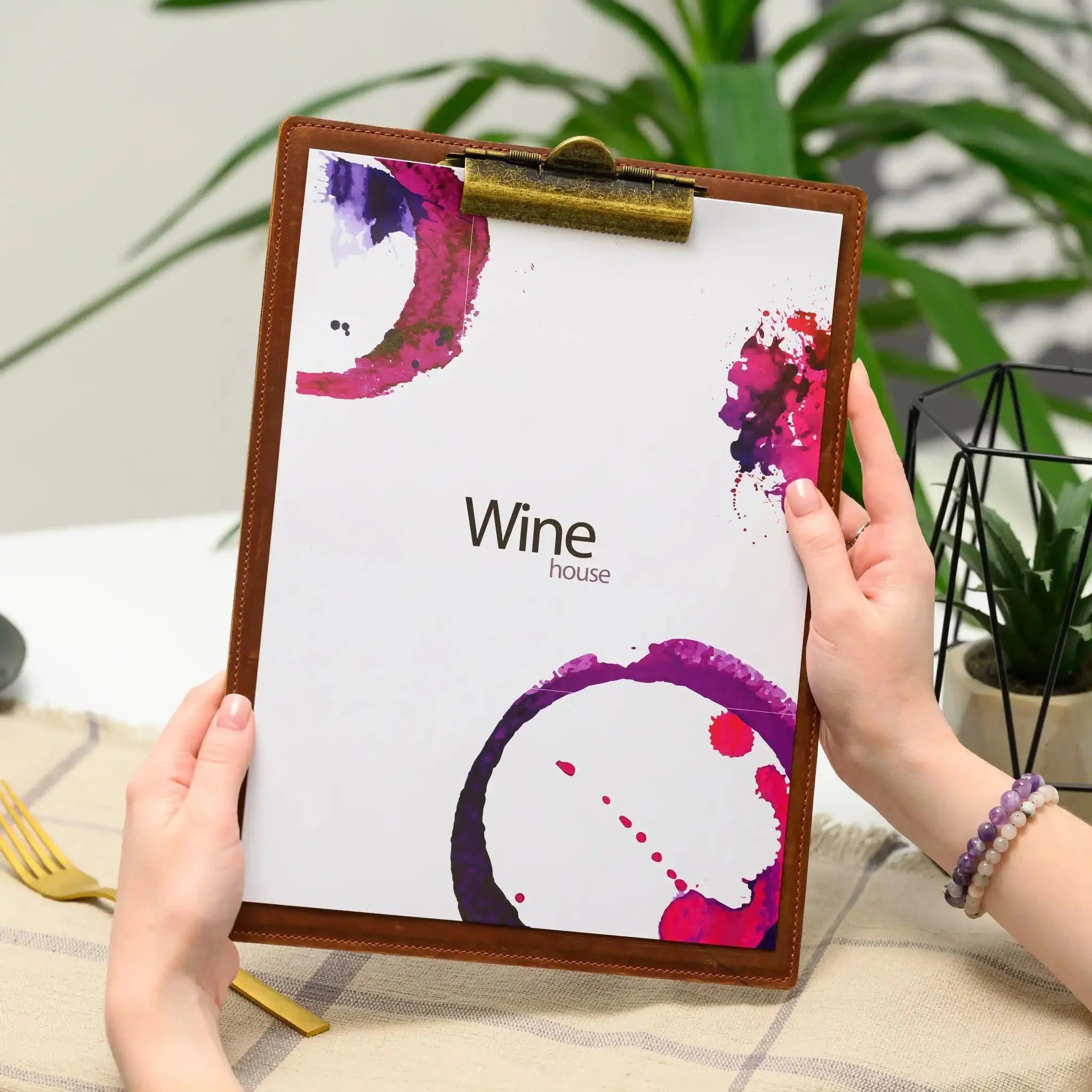Leather Menu Board with Clip (LM14A4) - inkohoreca - shop