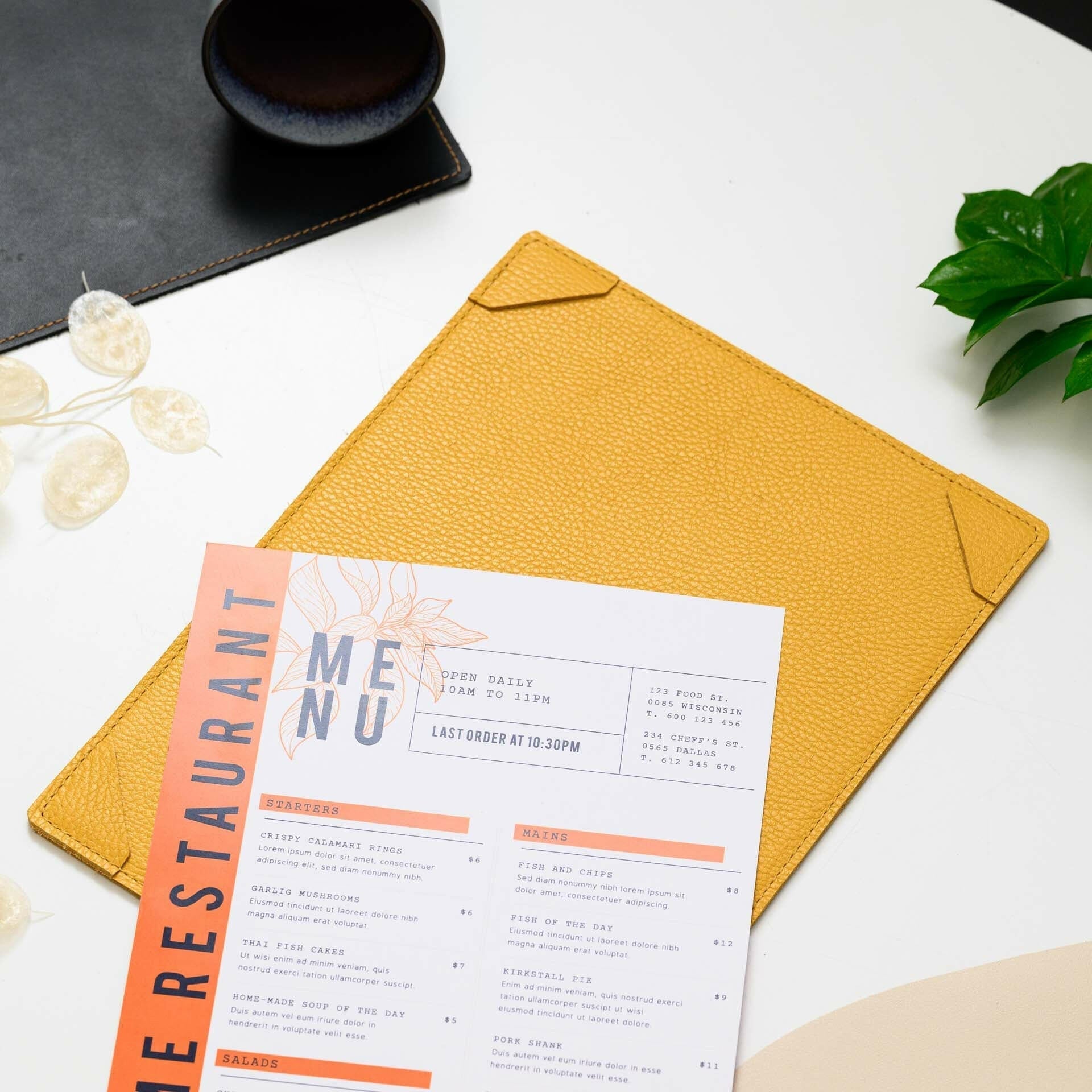 Leather Menu Clipboard with Corner Fixings - inkohoreca - shop