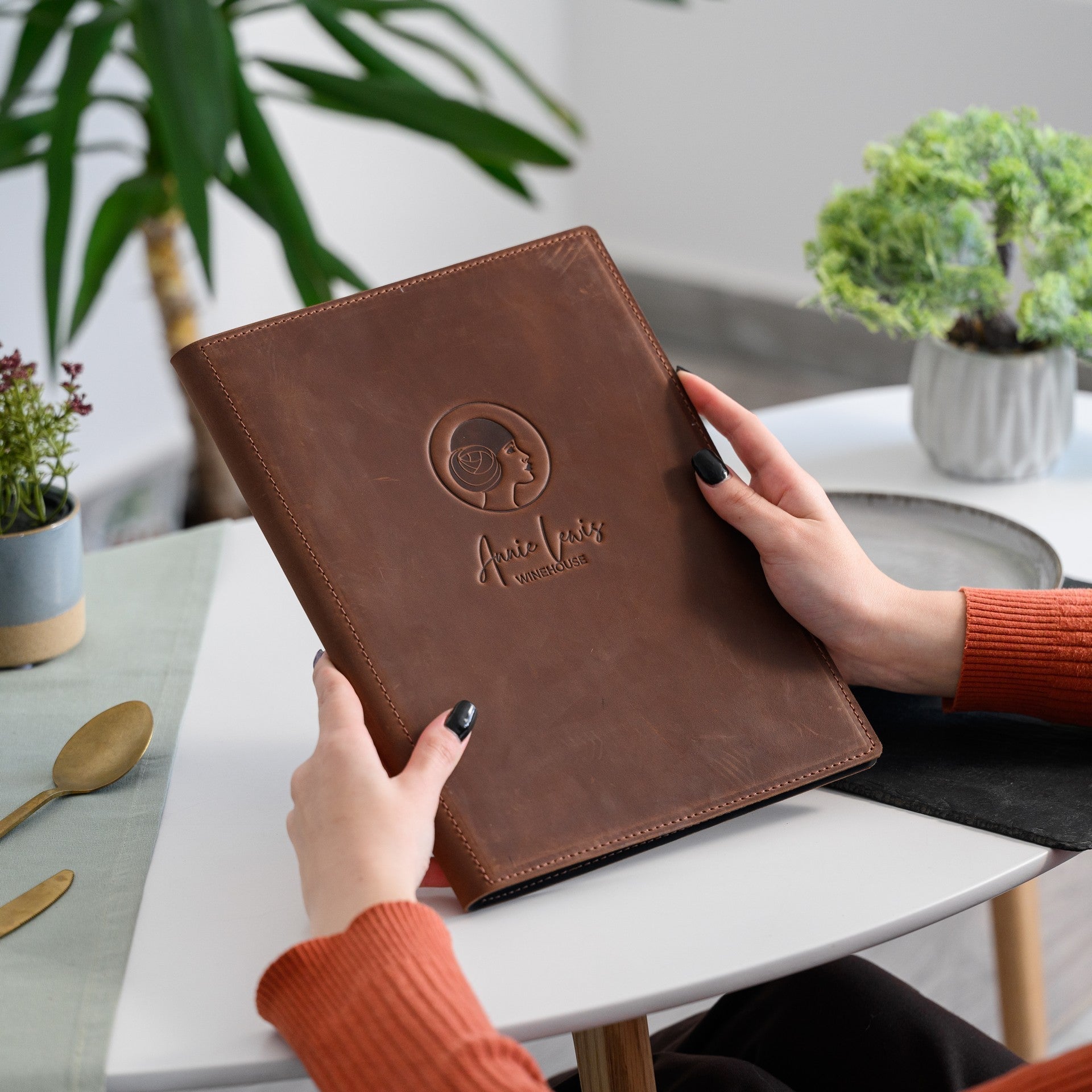Leather Menu Hardcover suitable for A4 Sheets (LM12A4) - inkohoreca - shop