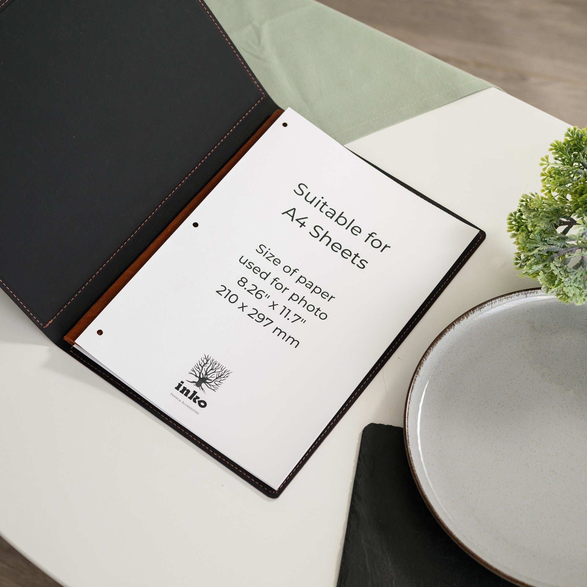 Leather Menu Hardcover suitable for A4 Sheets (LM12A4) - inkohoreca - shop