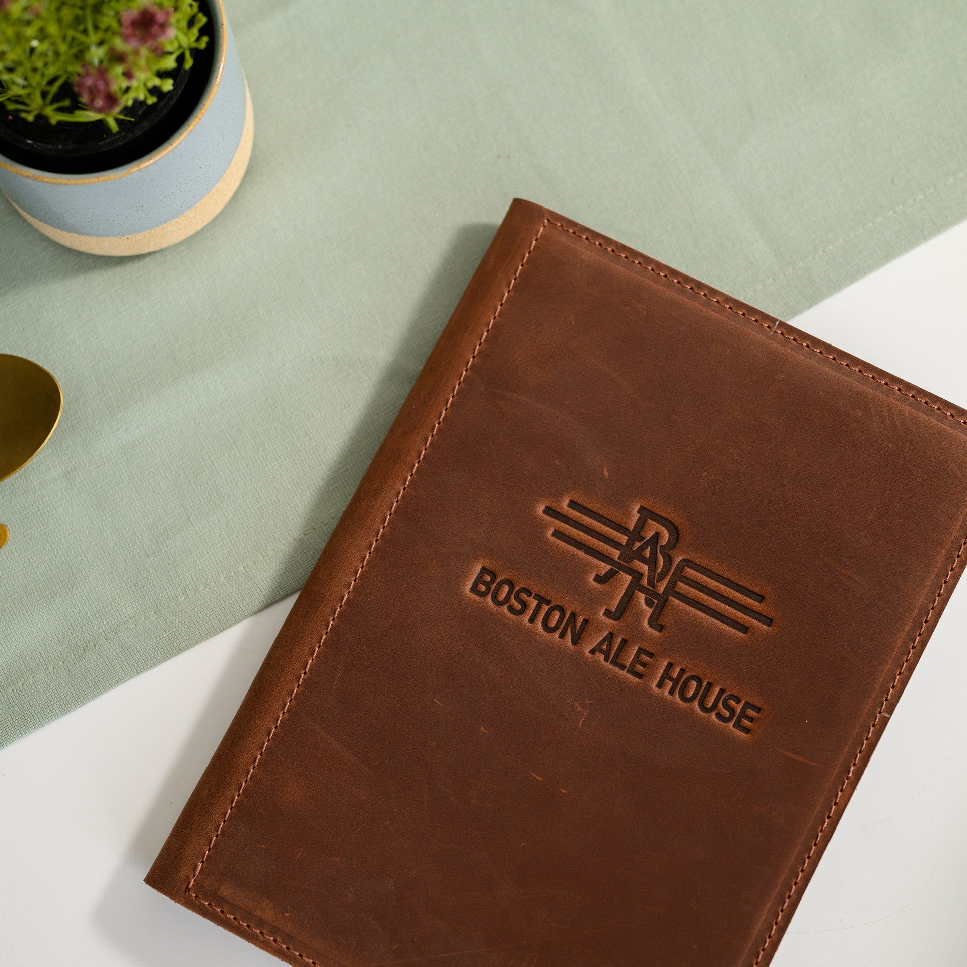 Leather Menu Hardcover suitable for US Half Letter / A5 Sheets (LM12A5) - inkohoreca - shop
