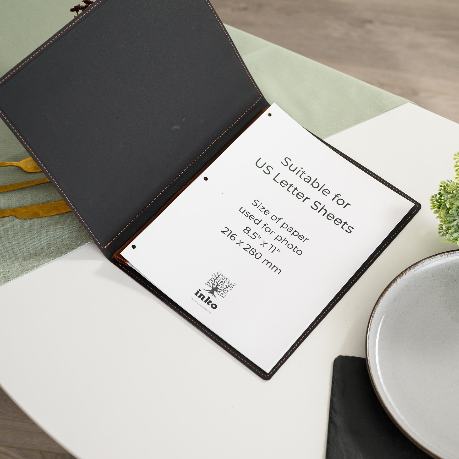 Leather Menu Hardcover suitable for US Letter (LM12A2) - inkohoreca - shop