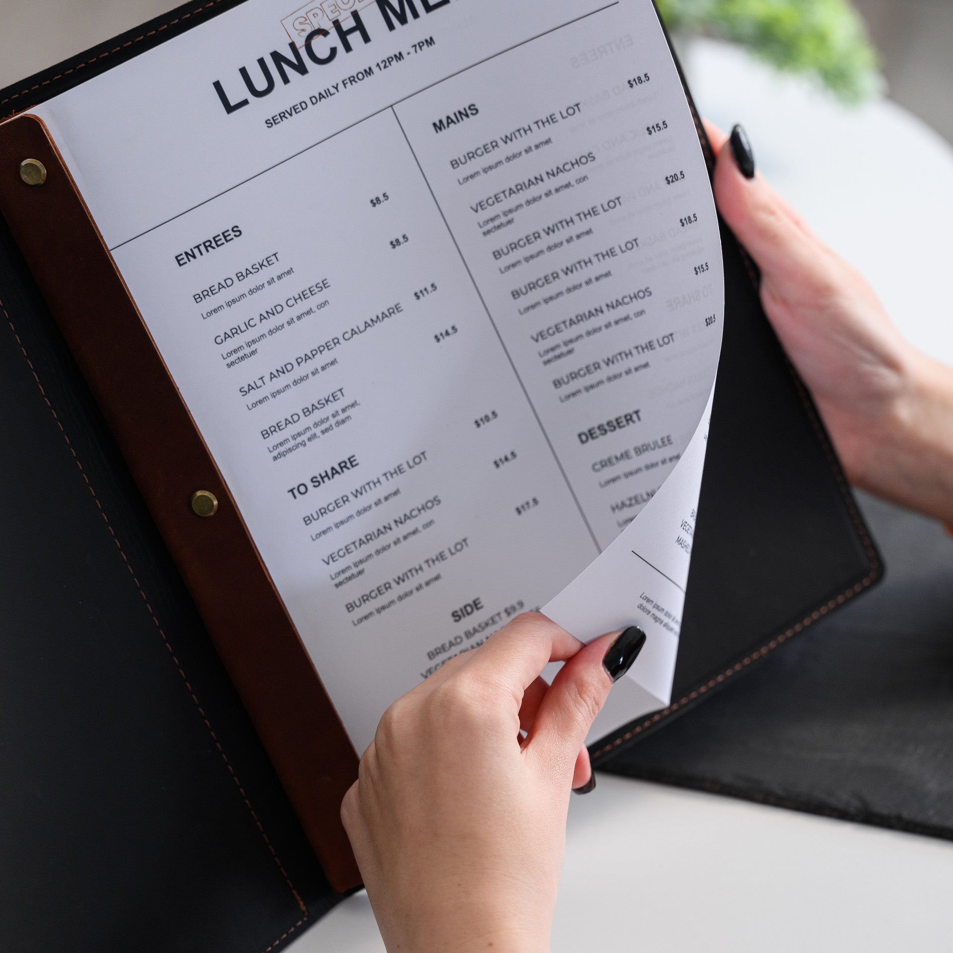 Leather Menu Hardcover suitable for US Letter (LM12A2) - inkohoreca - shop