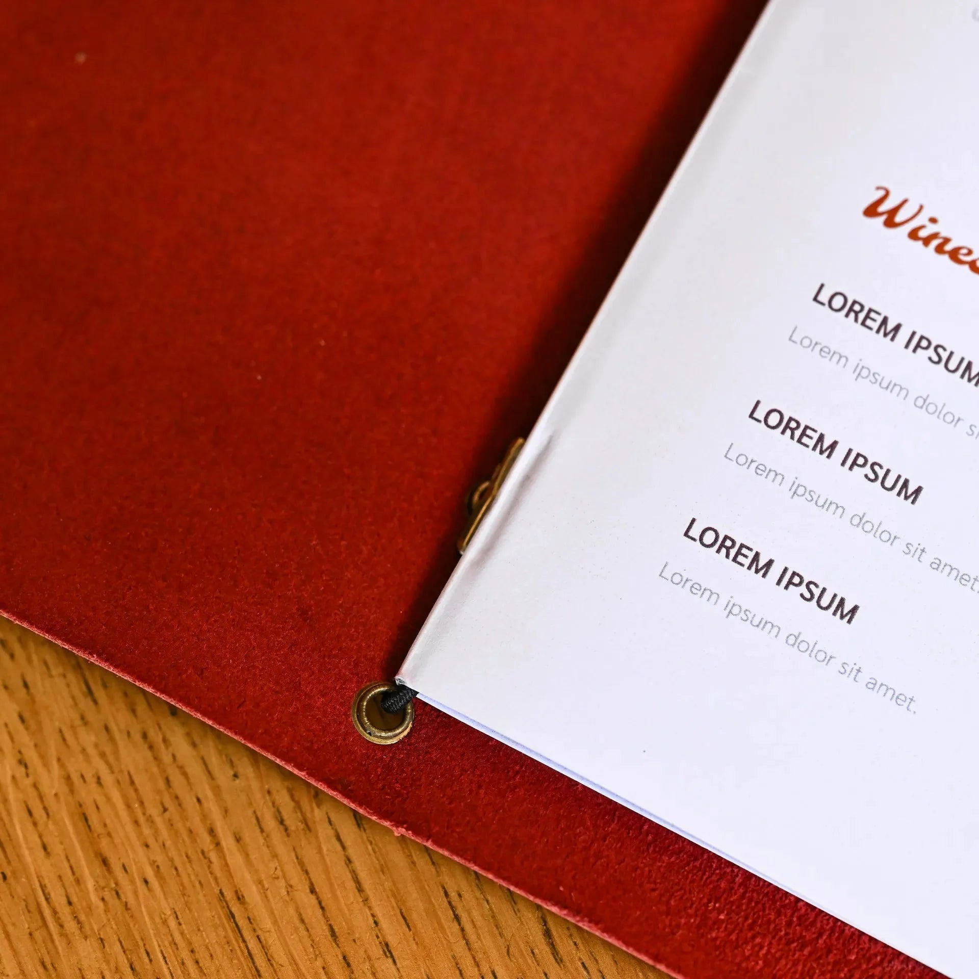 Leather Menu Holder with Rubber String fixing with Crazy Horse leather (LM06A4) - inkohoreca - shop