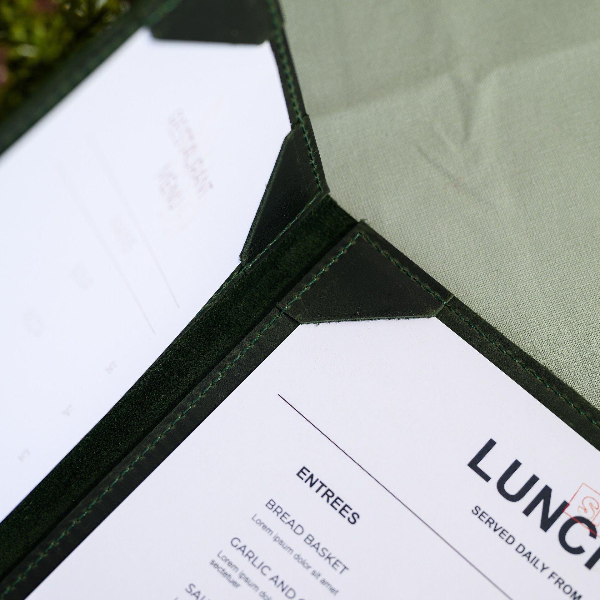 Leather Trifold Menu Holder with one field for US Letter Sheet and two fields for Half of Letter (LM17A2) - inkohoreca - shop