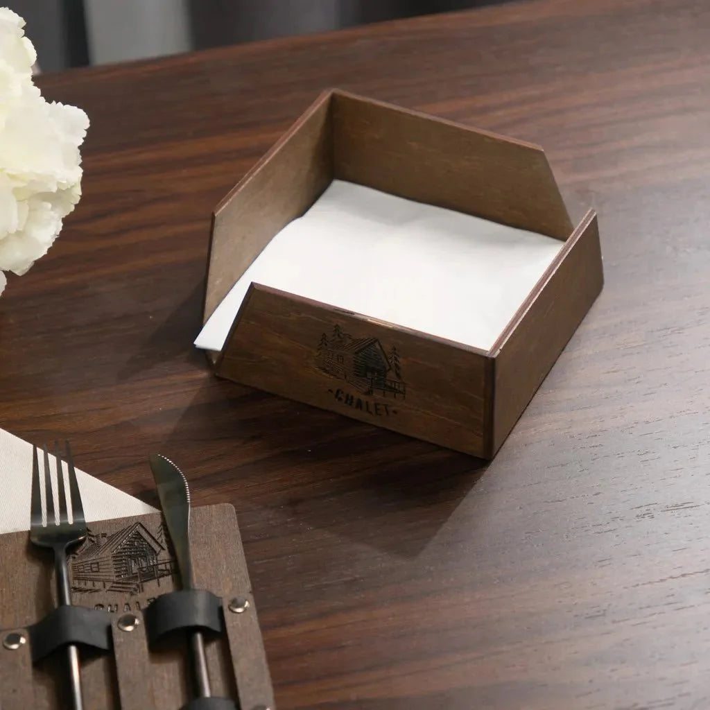 Sturdy wooden napkin keeper for long-term use.